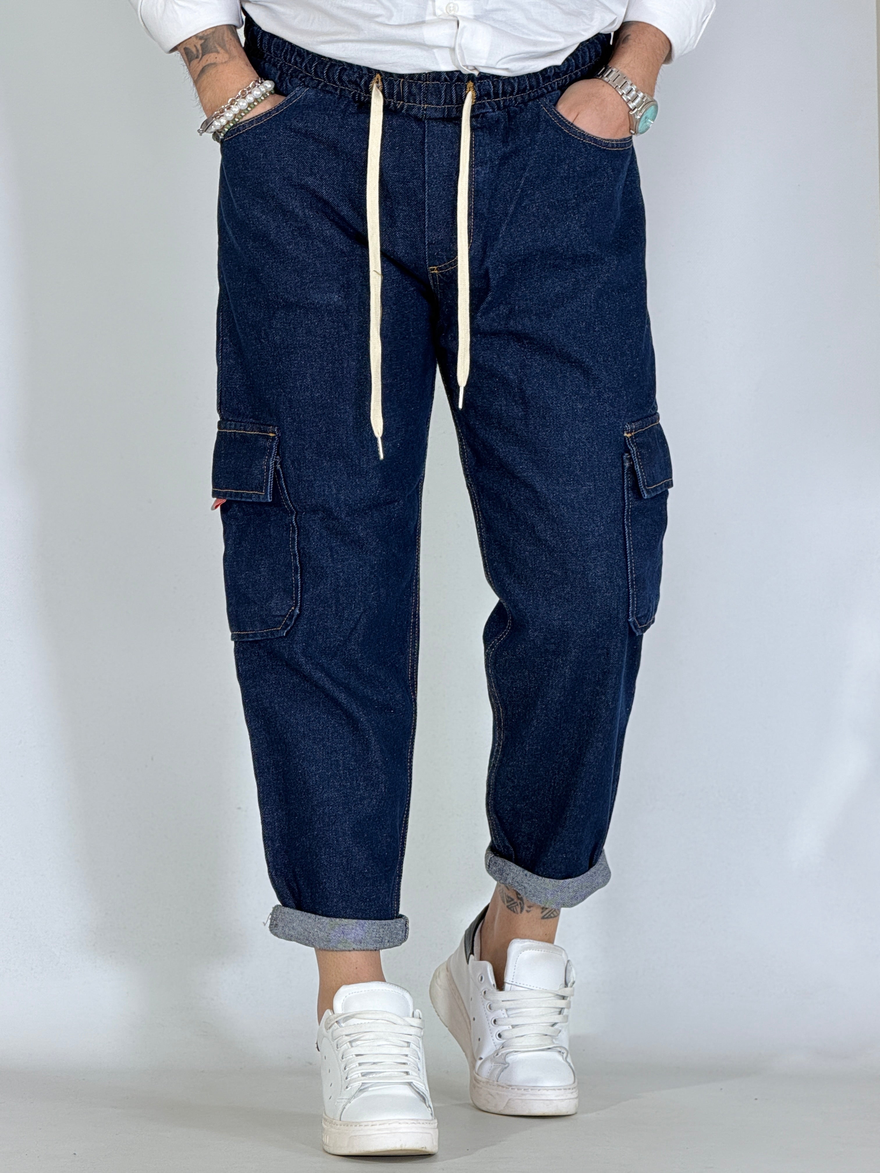 Pantalaccio jeans scuro con tasconi DOHA