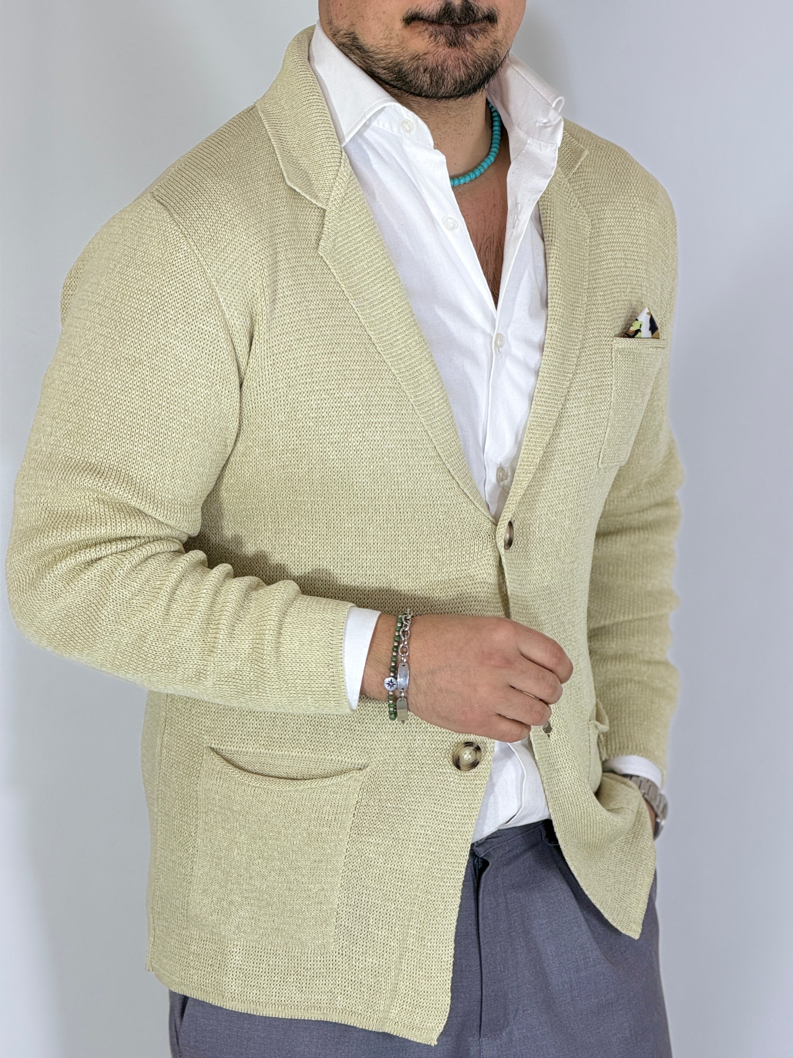 ONE · Cardigan giacca sabbia