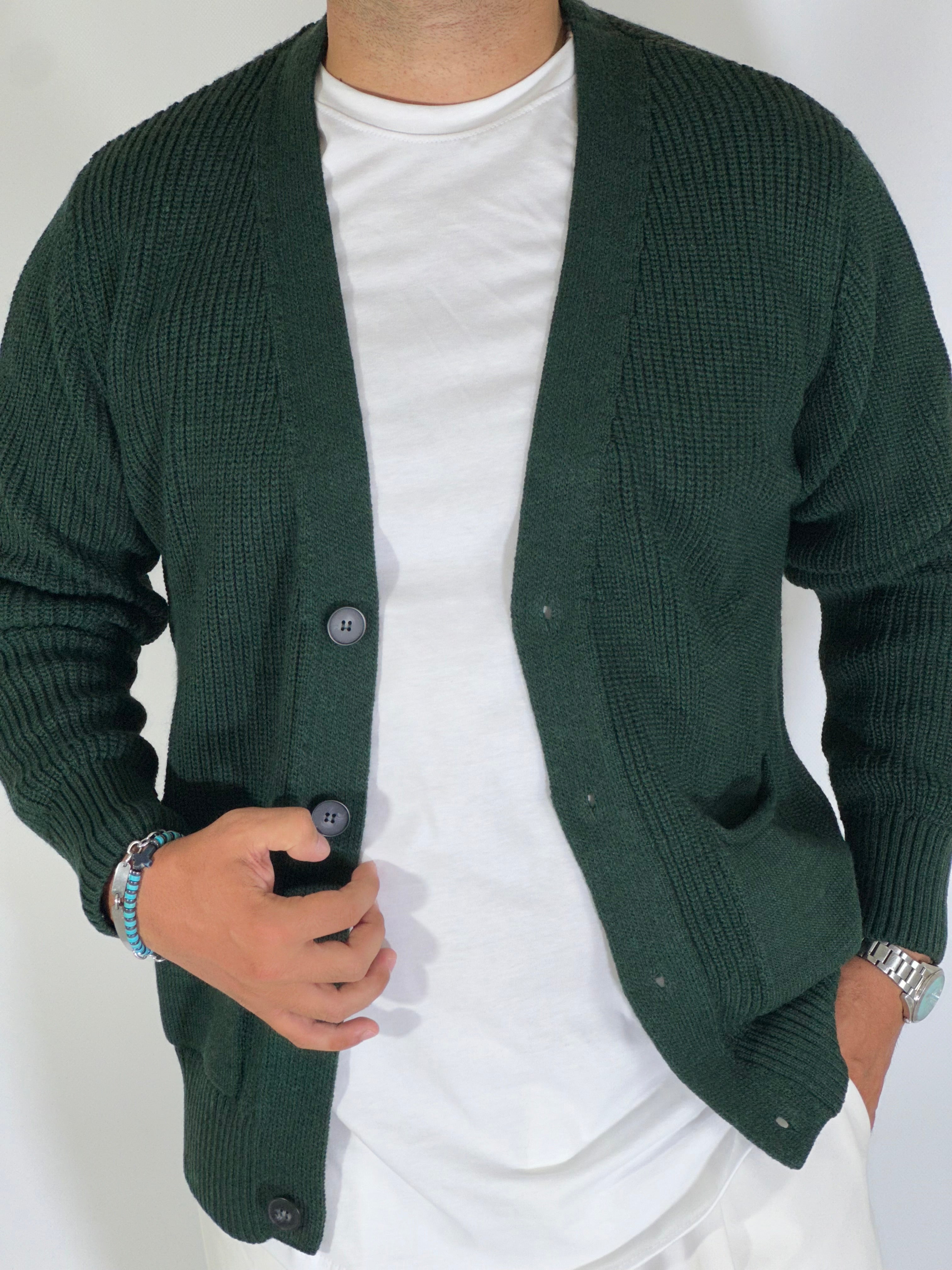 Cardigan con tasche verde g. PHC/019