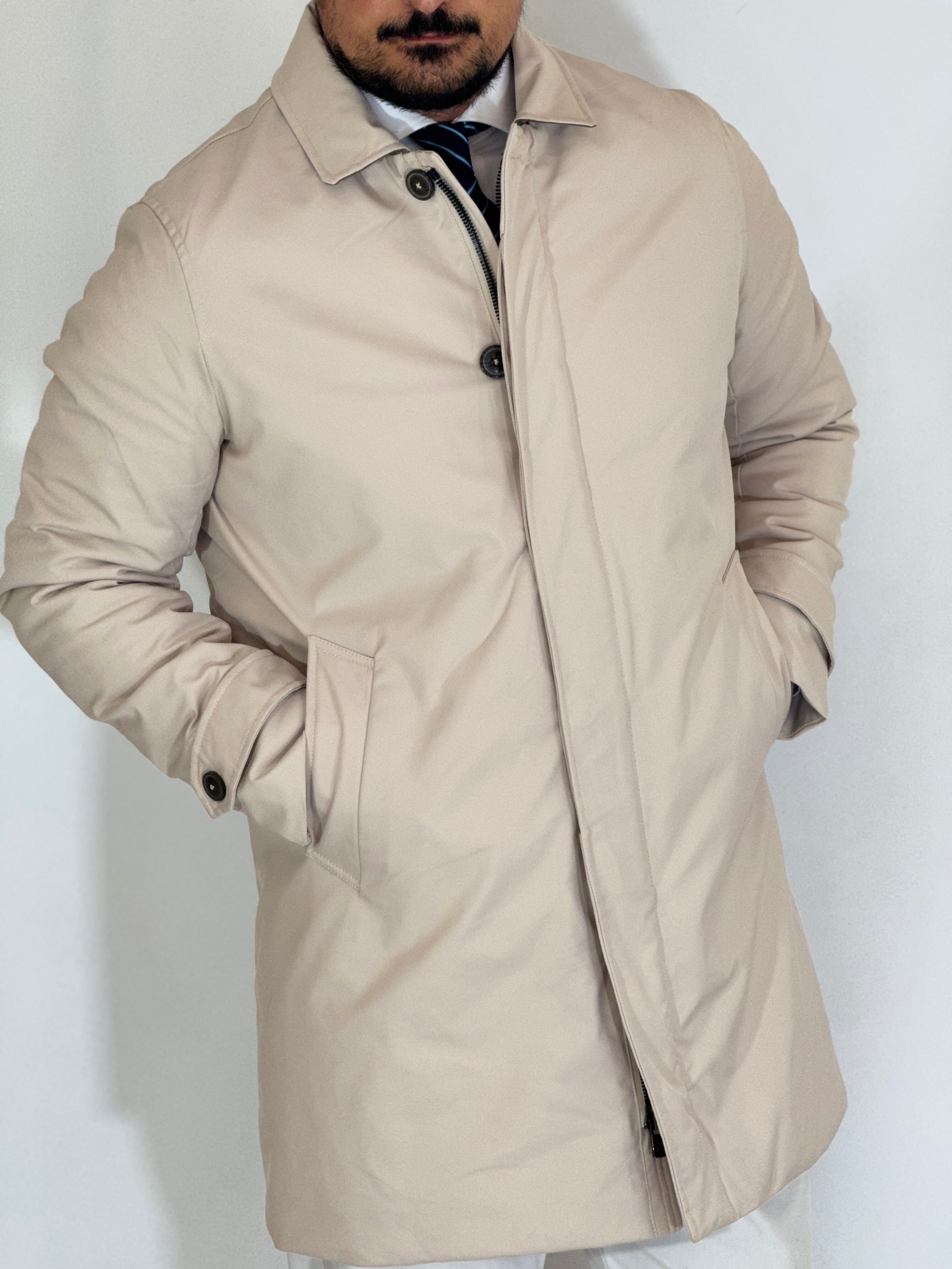 Trench tessuto diagonale imbottito burro RCS007WF