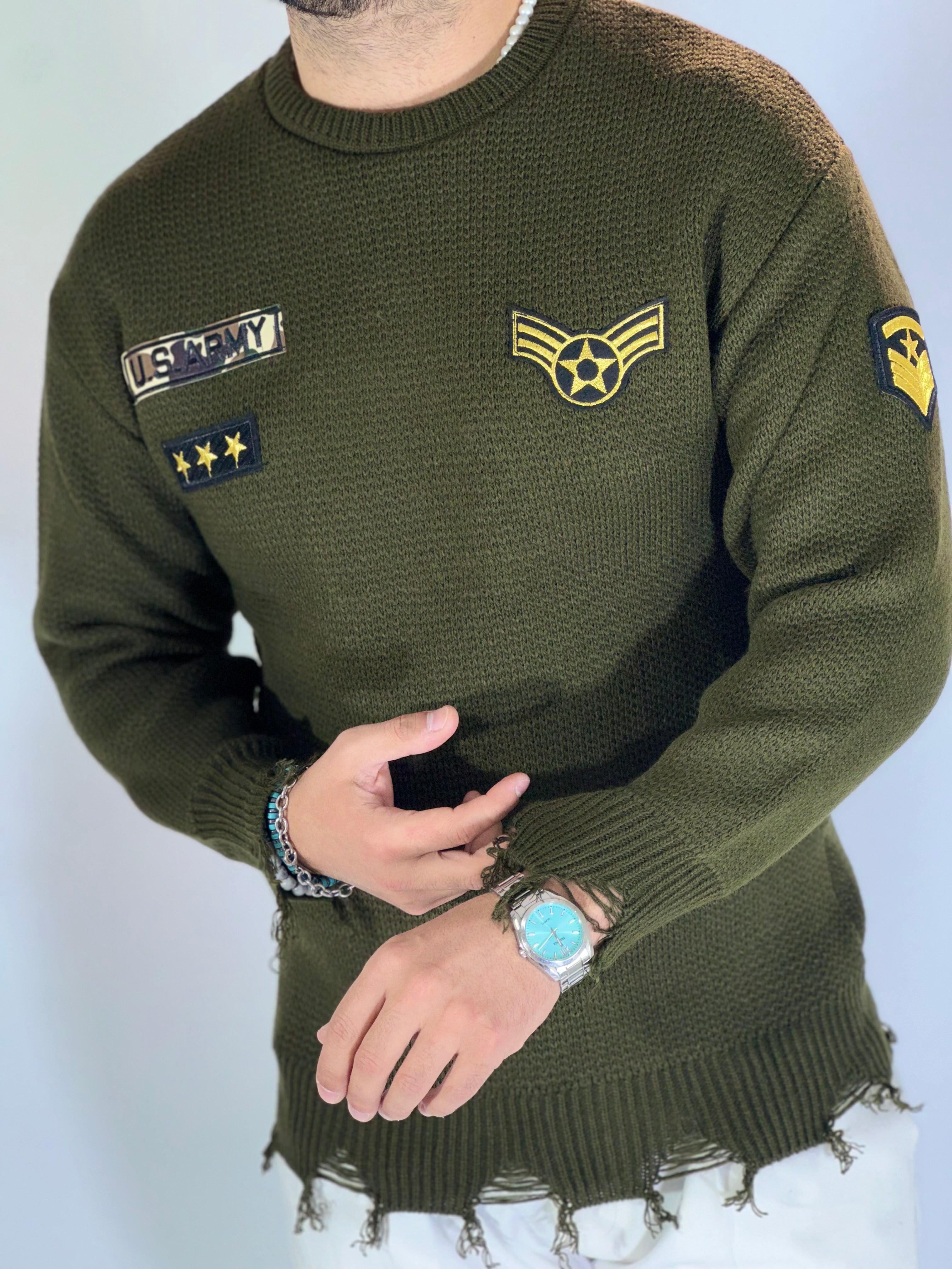 Girocollo military patch verde SER196