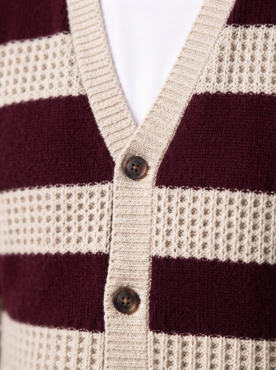 TECLA Cardigan ricamato bordeaux/sabbia