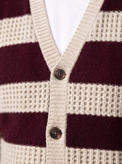 TECLA Cardigan ricamato bordeaux/sabbia