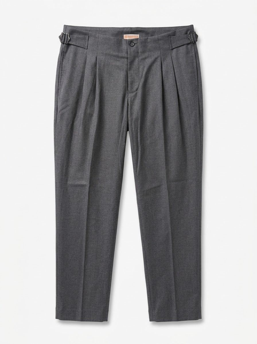 PONCHO Pantalone vita alta con fibbie grigio