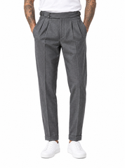 EXPLORER Pantalone vita alta con fibbie grigio