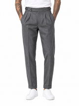 EXPLORER Pantalone vita alta con fibbie grigio