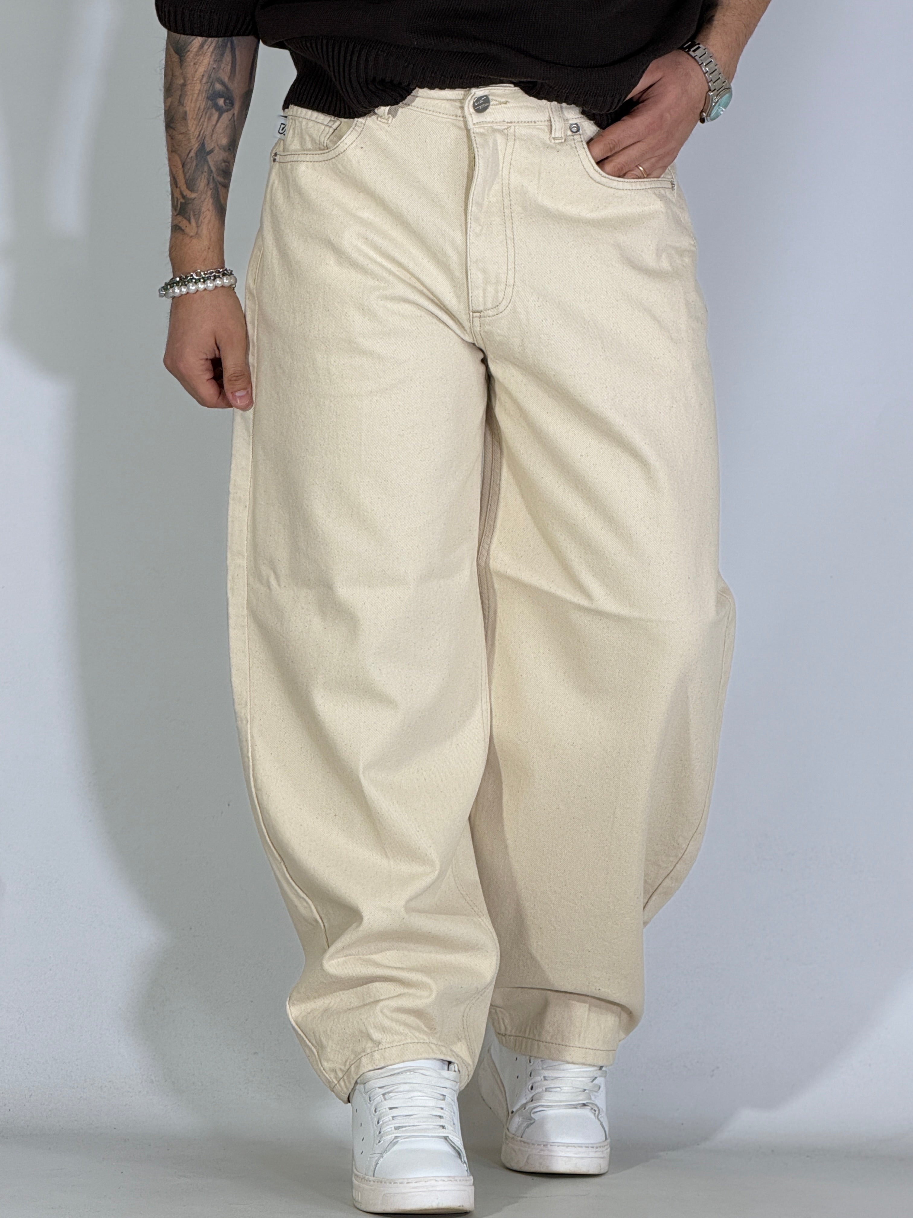 Jeans balloon sabbia IVORY