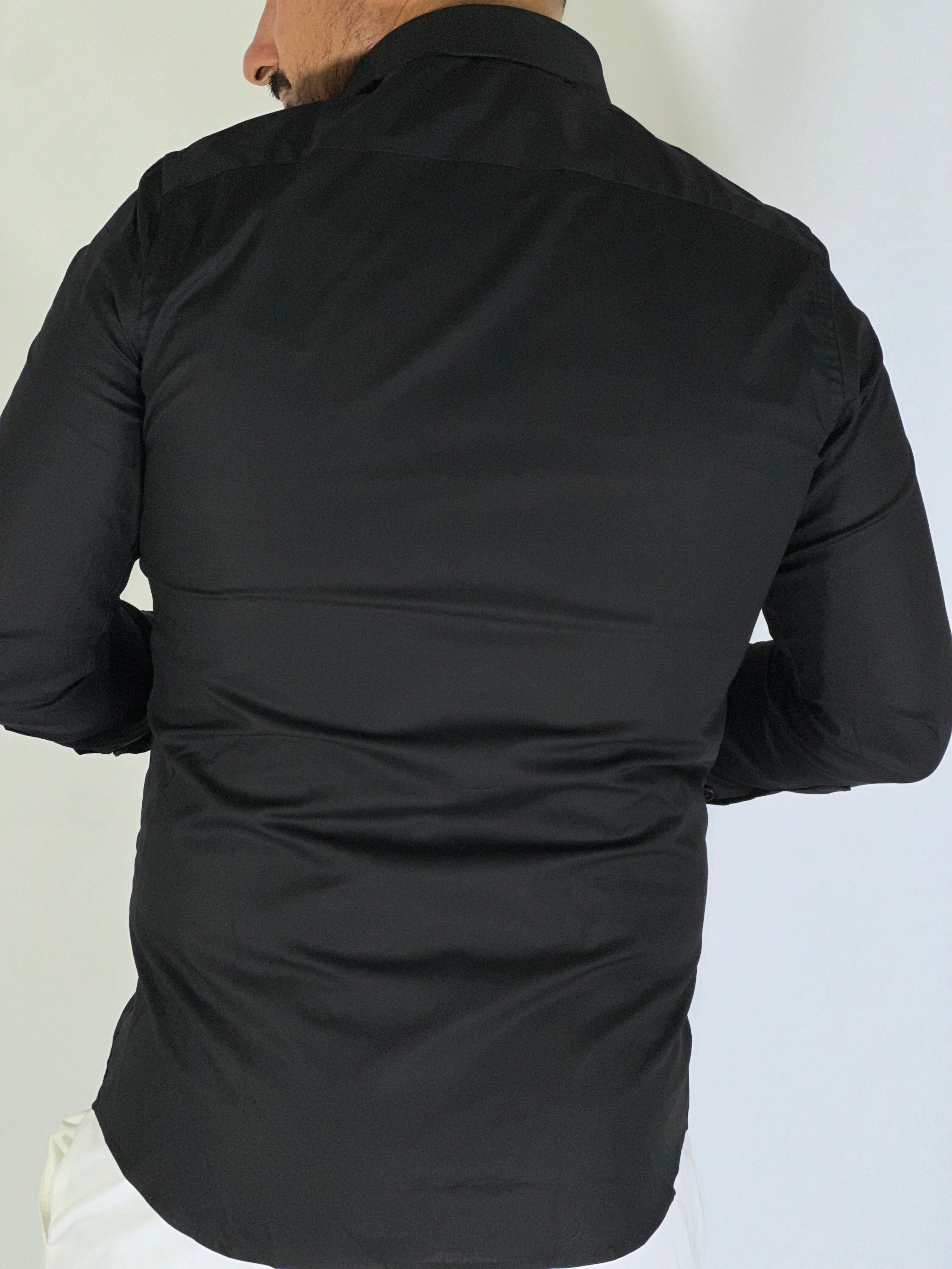 Camicia cotone basic nera MIGLIACCIO