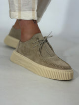Scarpa mocassino fondo rigato beige VT73