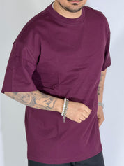 T-Shirt over basic wine red L814901