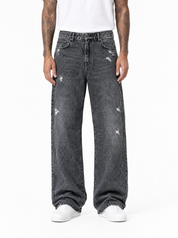 TANGERI jeans baggy fit con abrasioni cenere