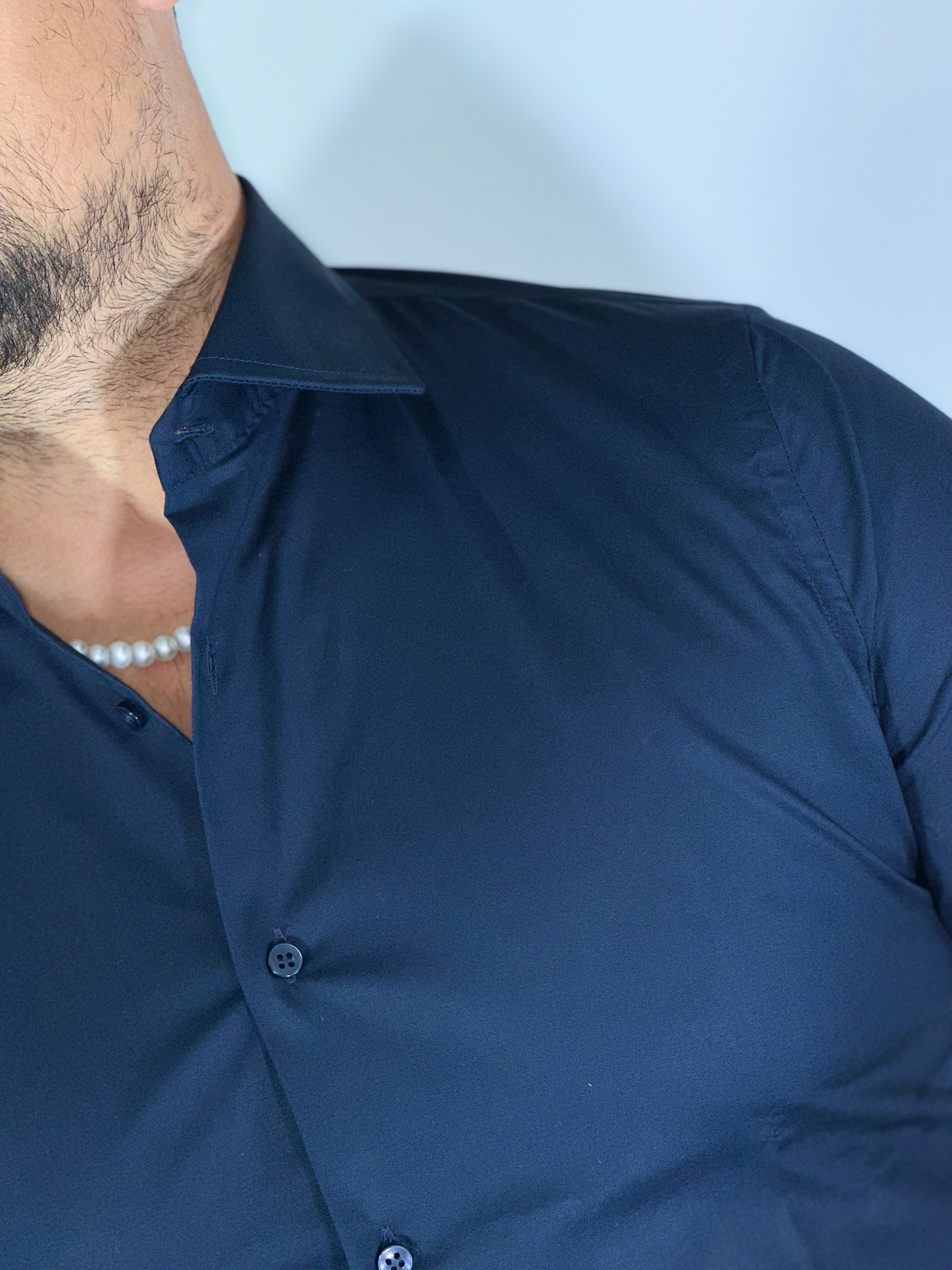 Camicia cotone basic blu notte MIGLIACCIO