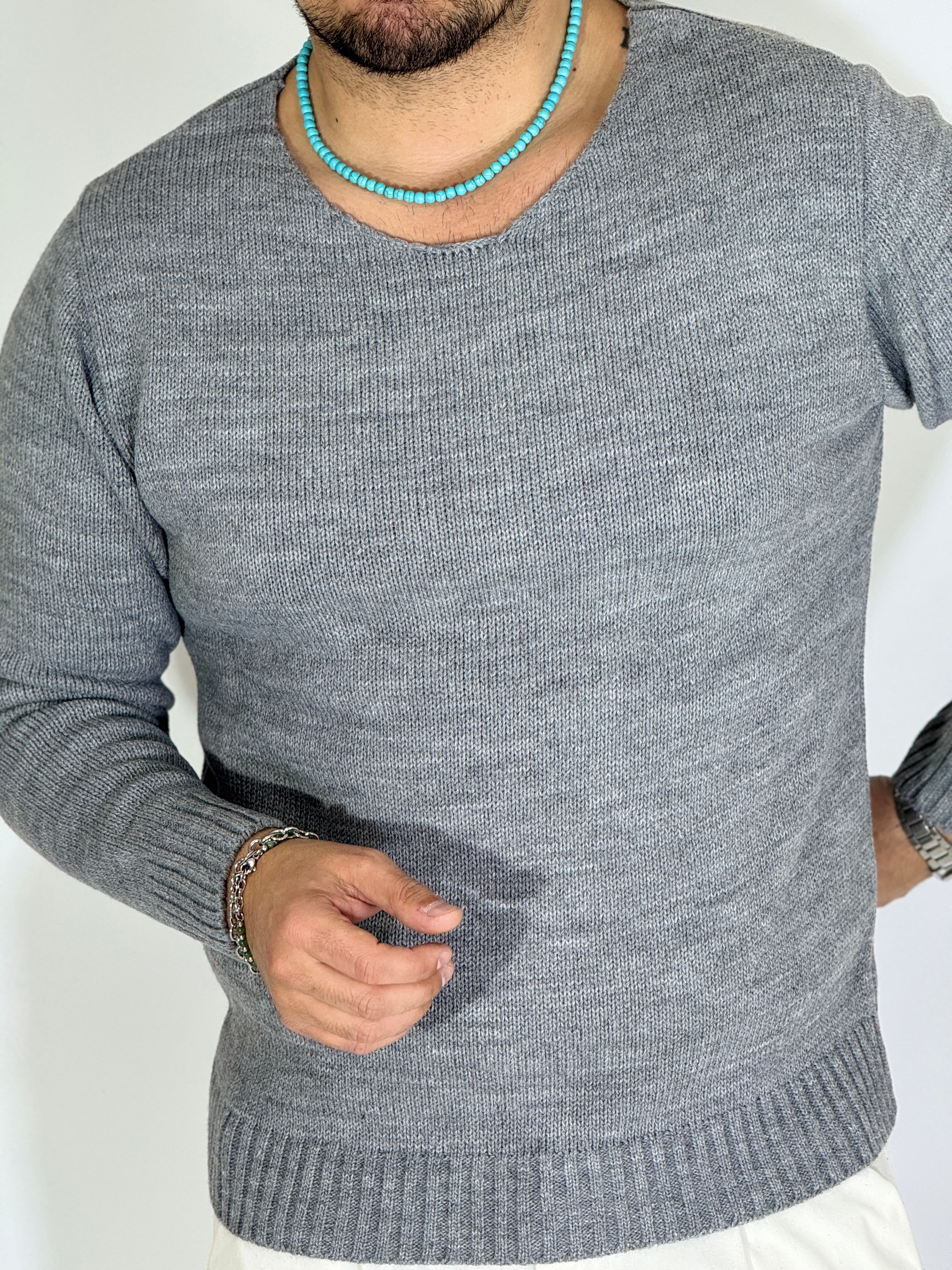 Maglia scollata grigio chiaro YOKOHAMA