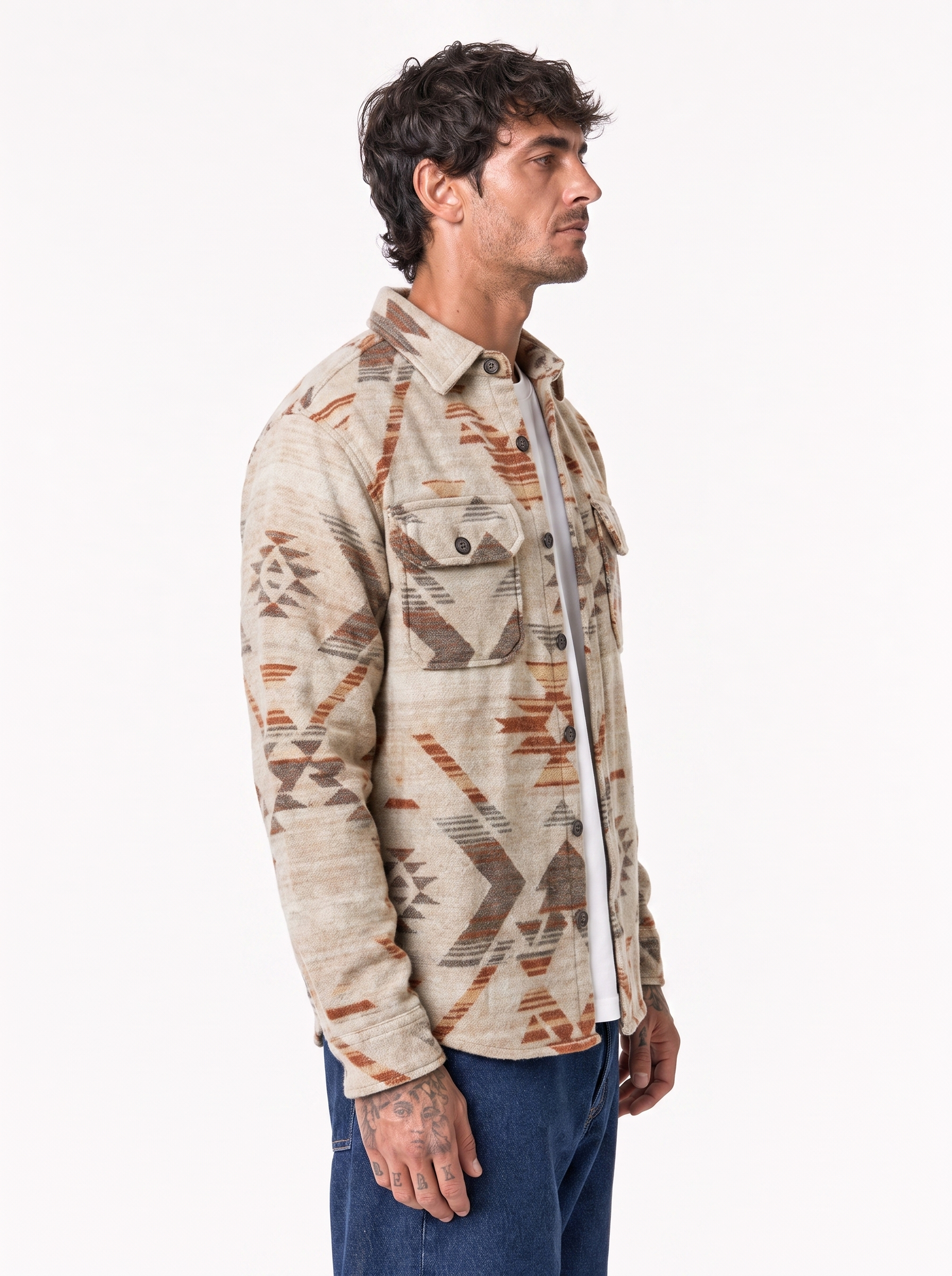 Giacca in pile azteca beige 7722