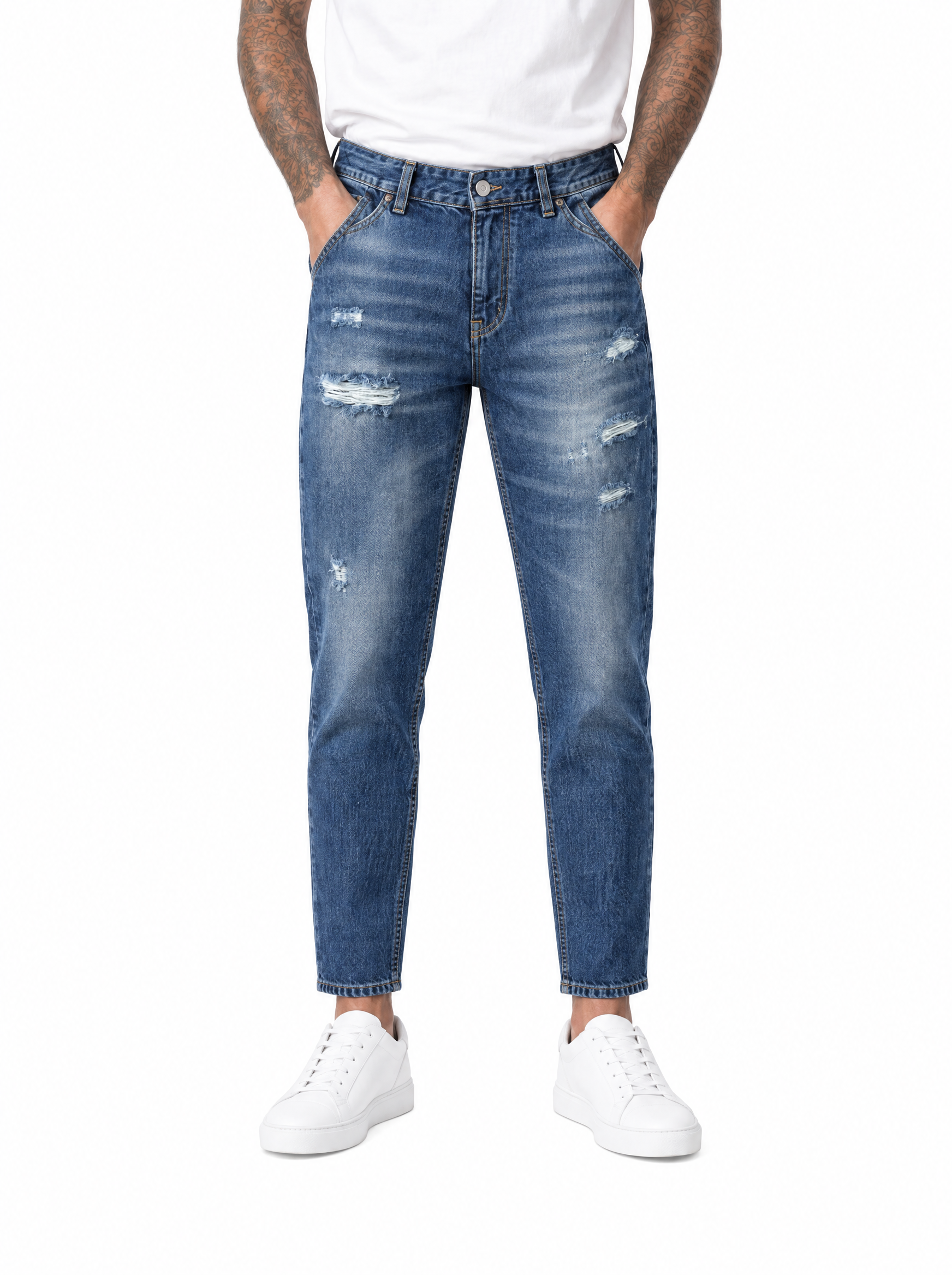 2N2T Jeans carrot fit intermedio con abrasioni