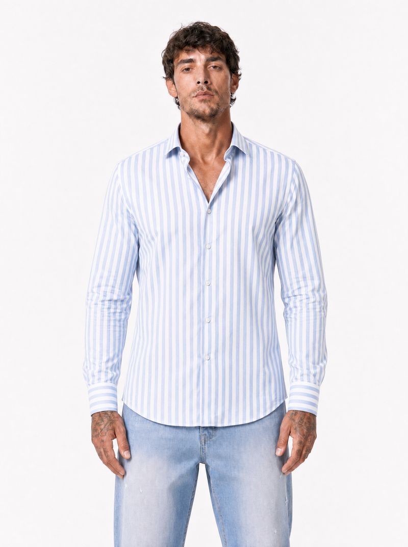 FORLI Camicia rigata cielo