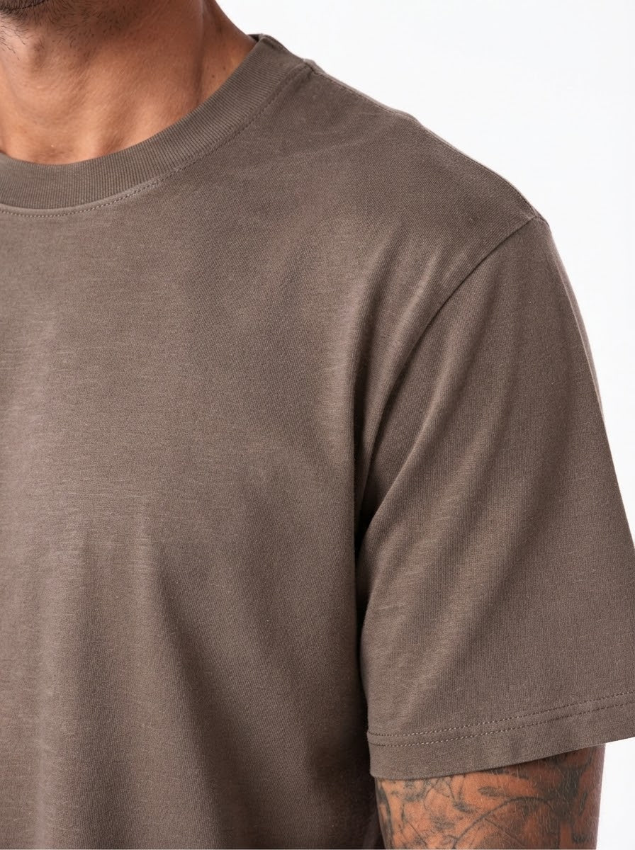 T-shirt in filo di scozia tortora SH760