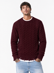 POLI BRAID Girocollo a treccia bordeaux