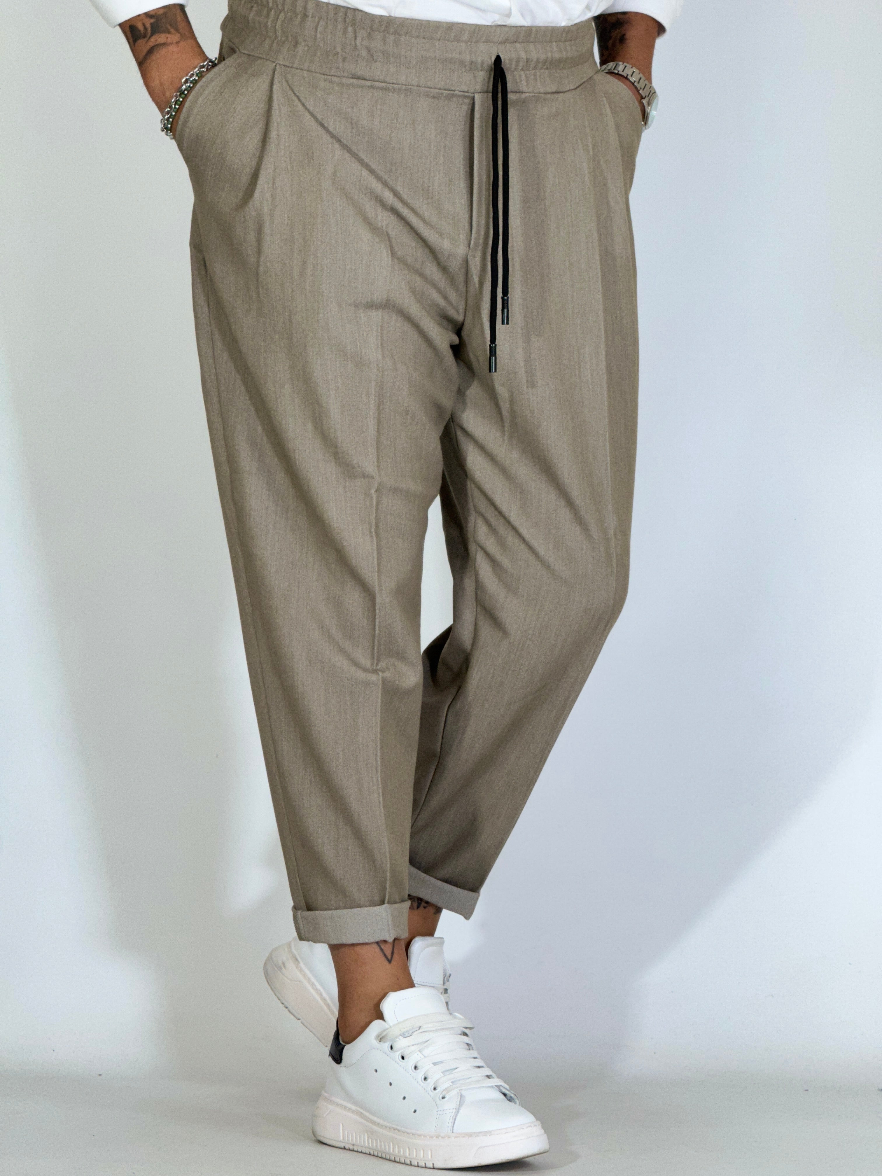 Pantalaccio japan con pinces beige MAMAIA