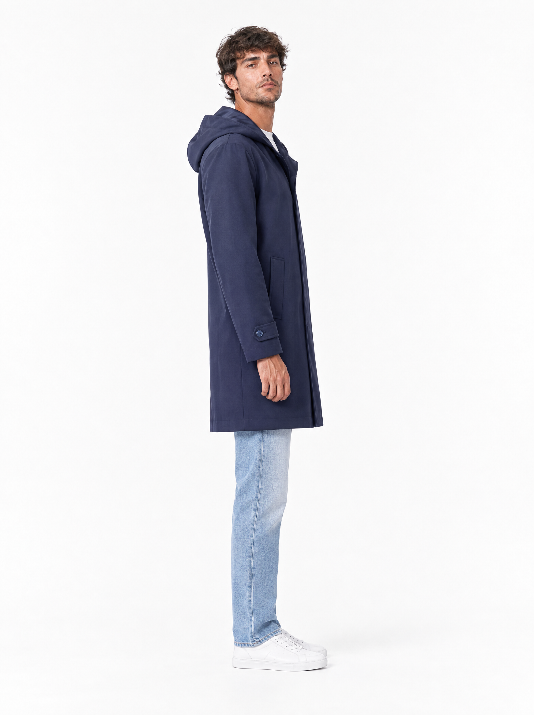 LULLABY Trench con cappuccio blu