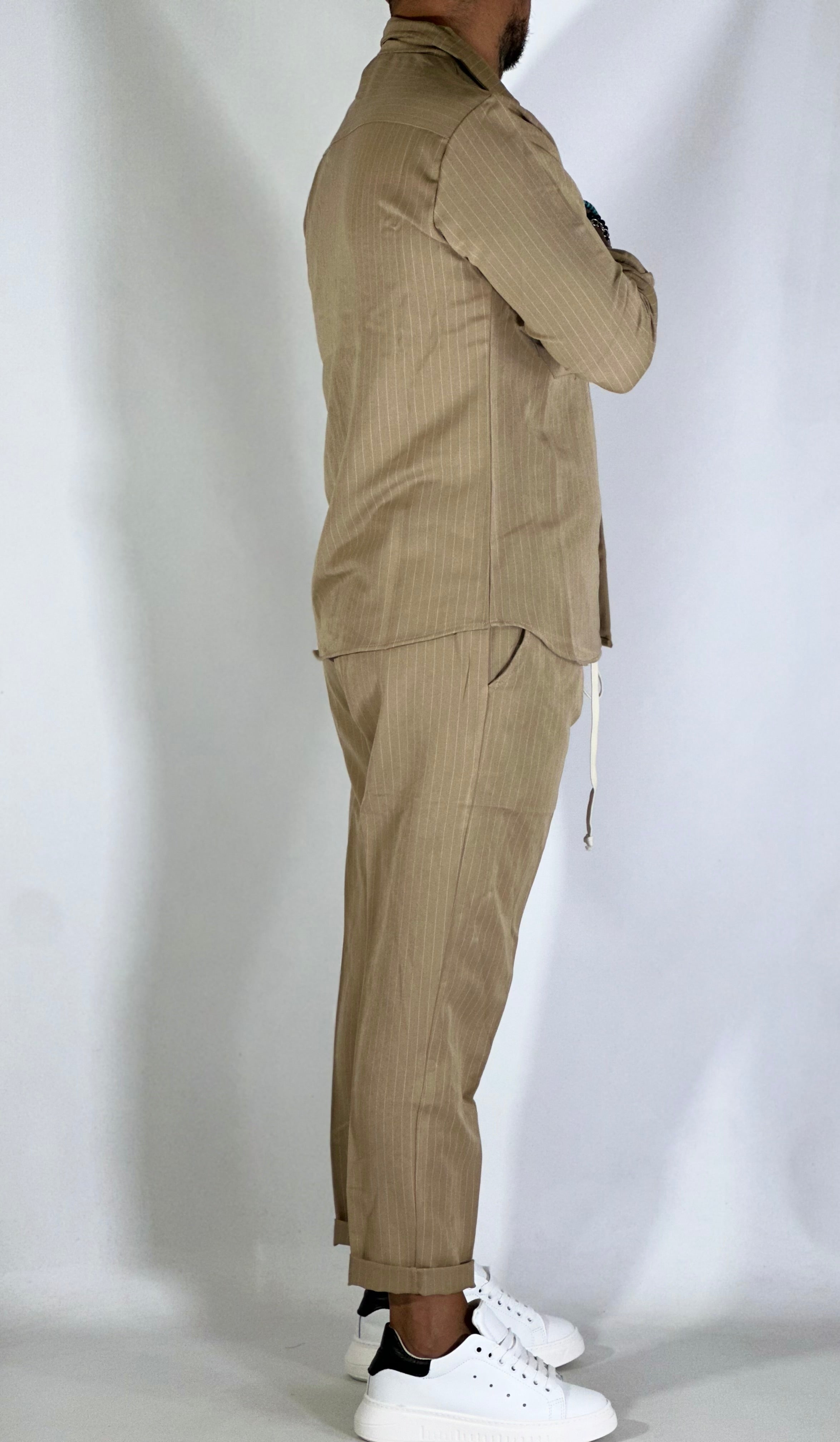 Coordinato casual gessato beige VNR1/R2