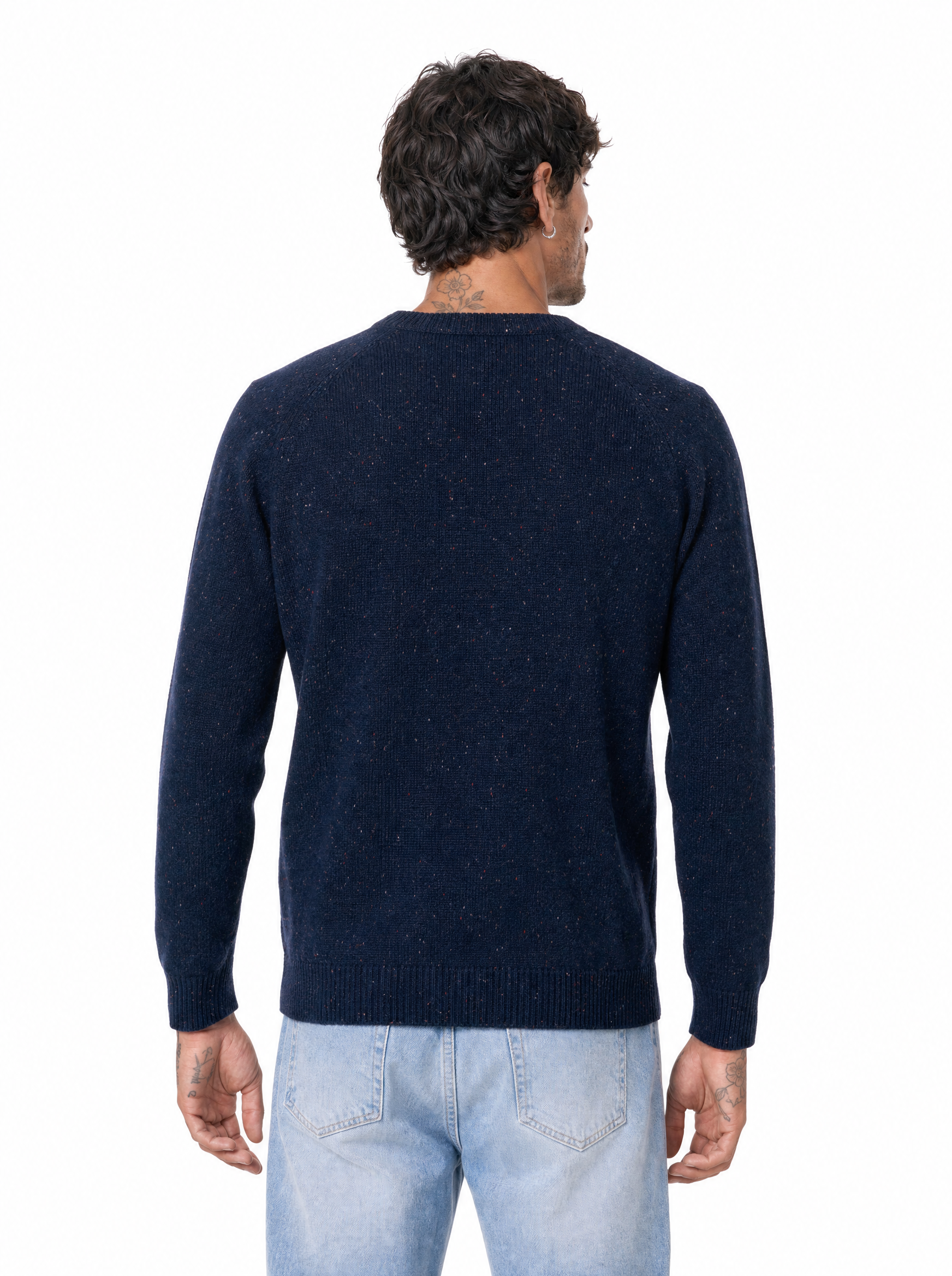 QUARTIERI Girocollo bottonato blu jeans