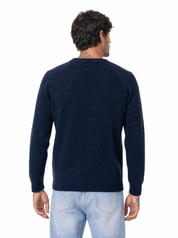 QUARTIERI Girocollo bottonato blu jeans