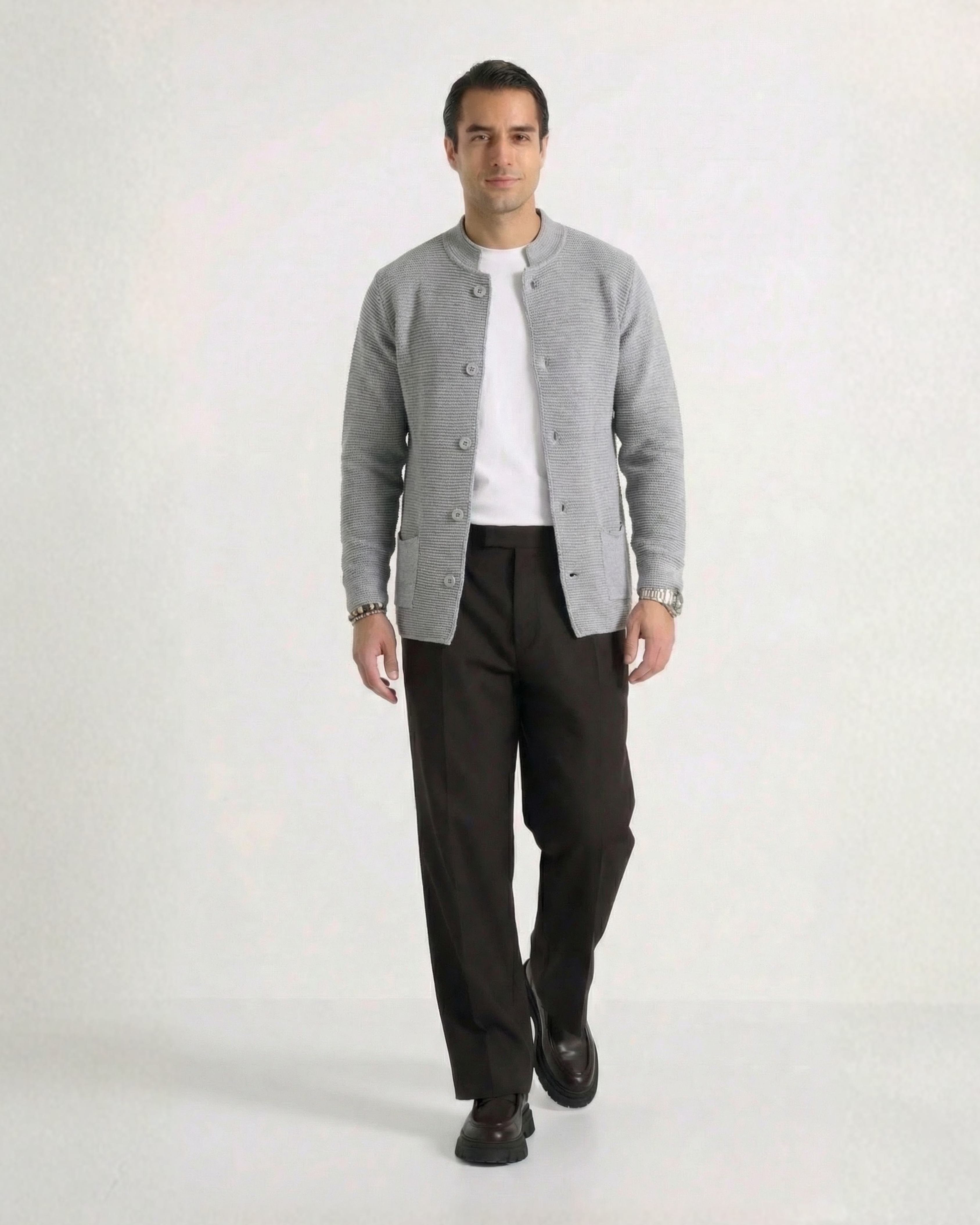 Seven · Cardigan coreano grigio