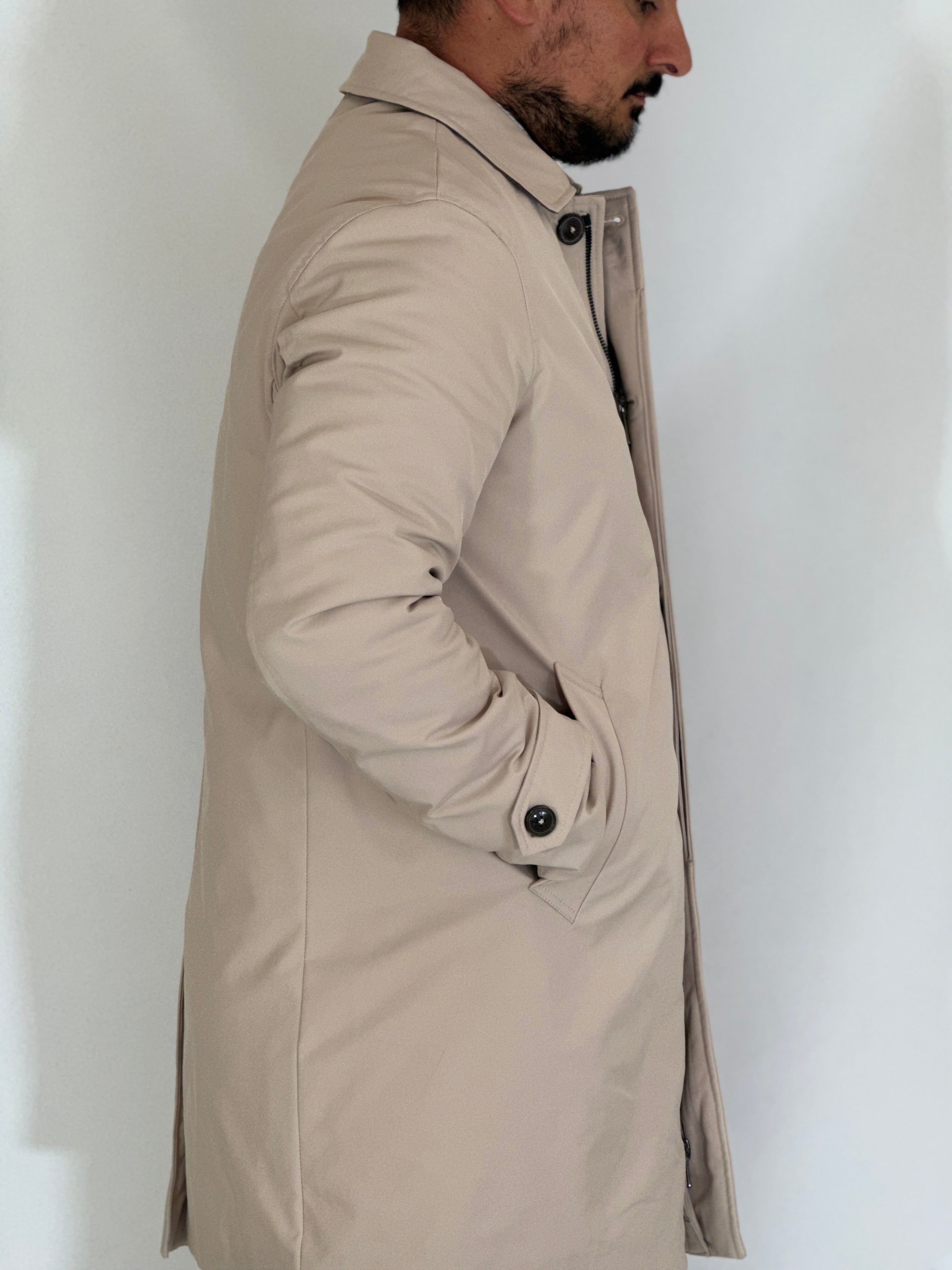 Trench tessuto diagonale imbottito burro RCS007WF