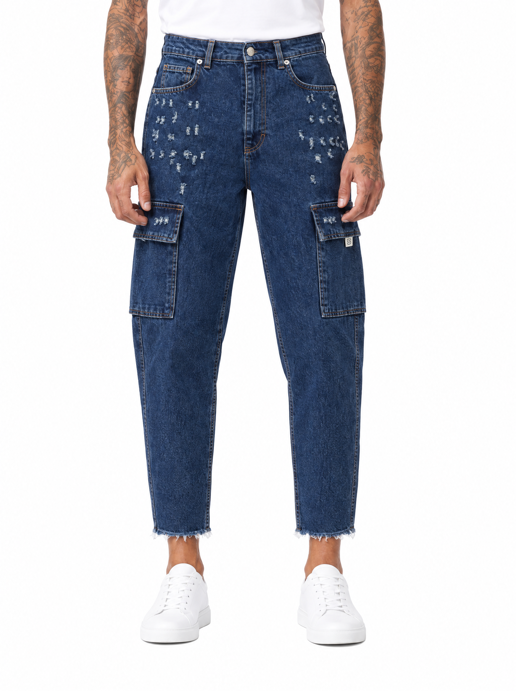 MIST Jeans cargo con abrasioni scuro