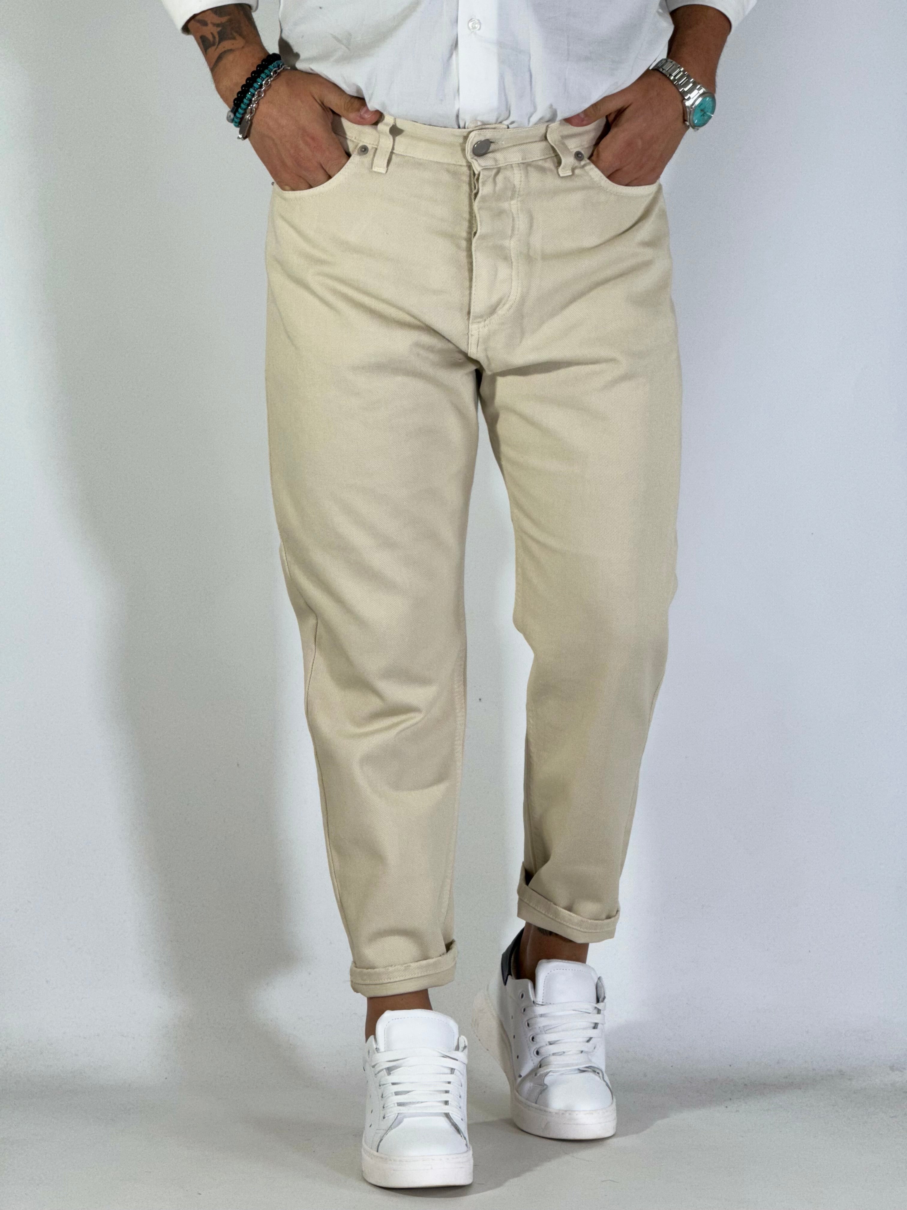 Jeans carrot beige bull pulito 2N2T