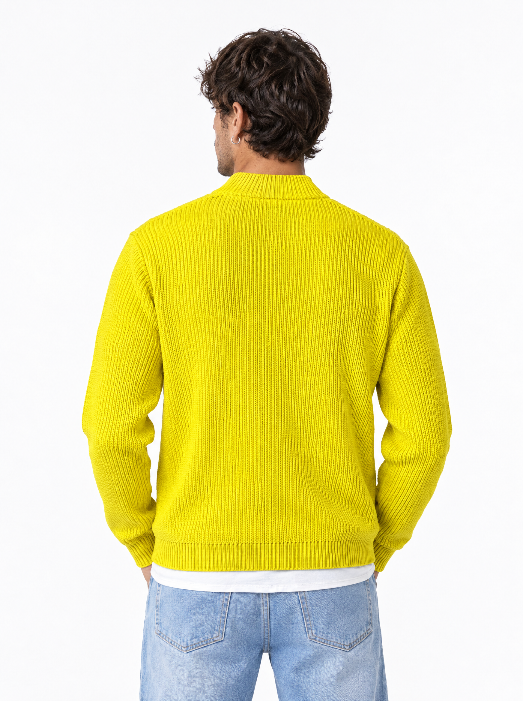 DAMON Cardigan basic a costine giallo