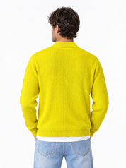 DAMON Cardigan basic a costine giallo