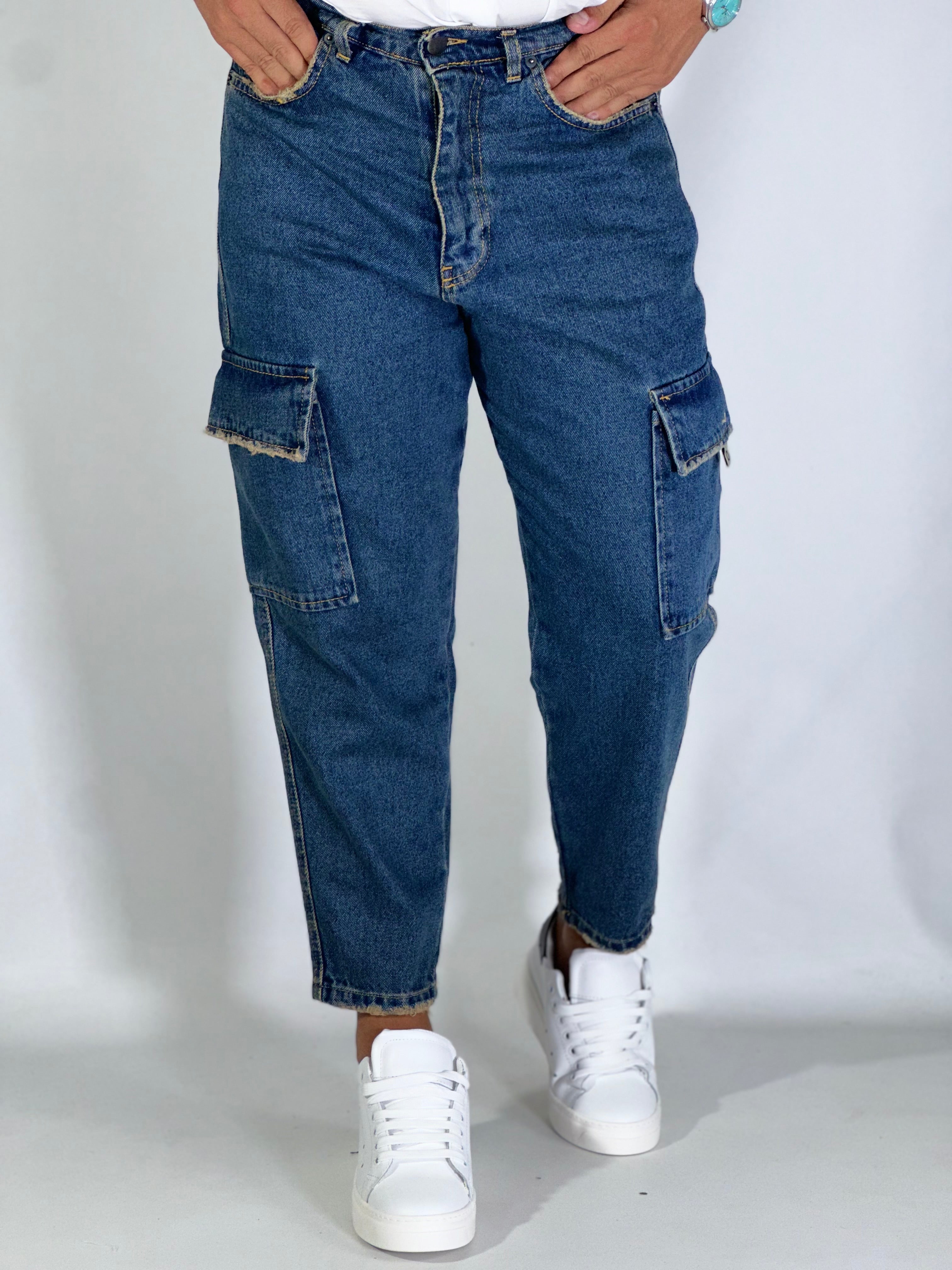 Jeans loose fit cargo sabbiato GA/0125