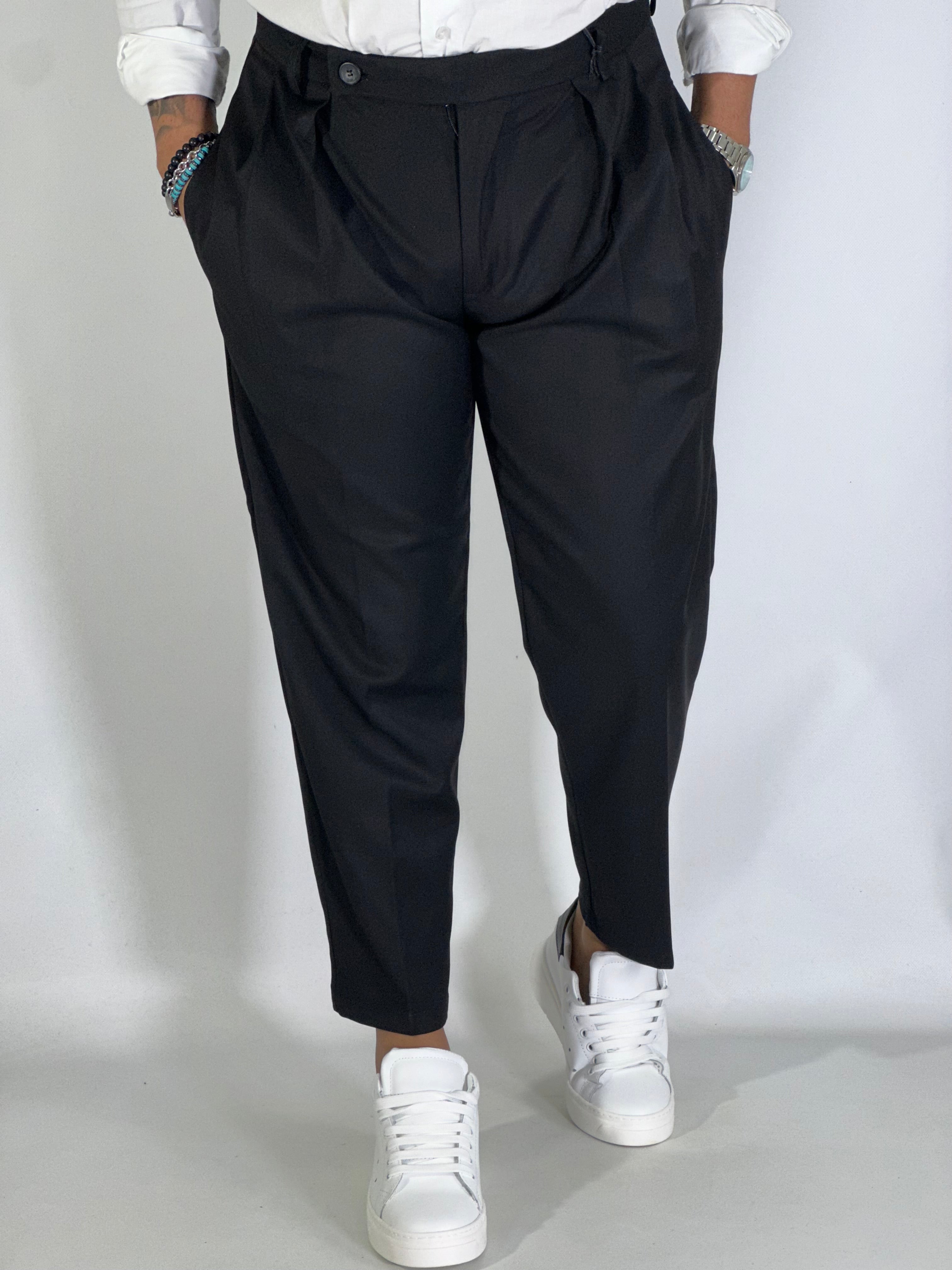 Pantalone elegante con pinces nero GP2151