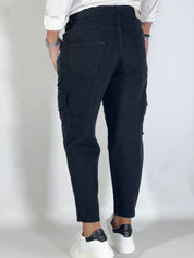 Pantalone loose fit cargo nero HARLEM