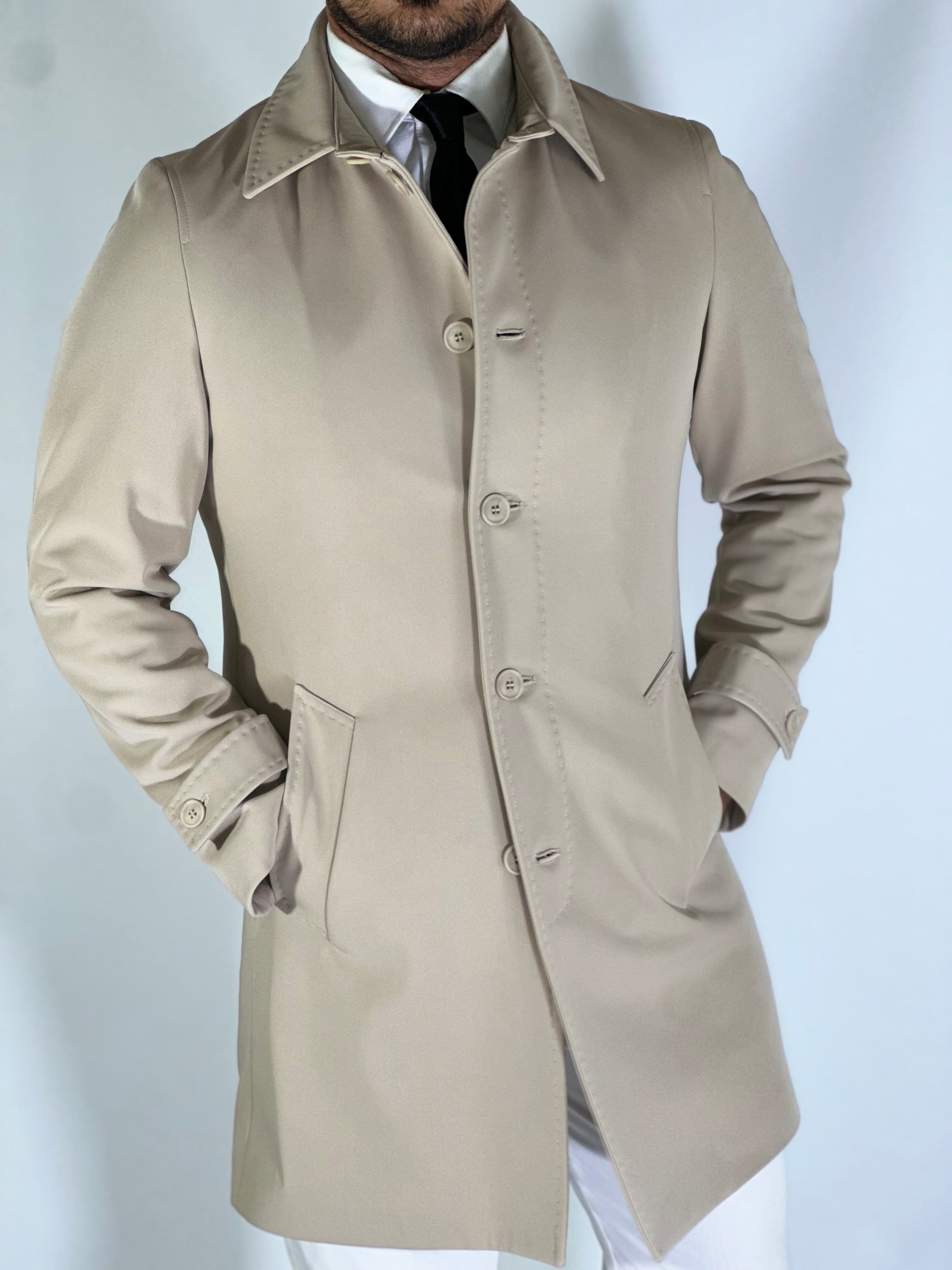 Trench elegant imbottito beige RABARBARO MARCO NILS