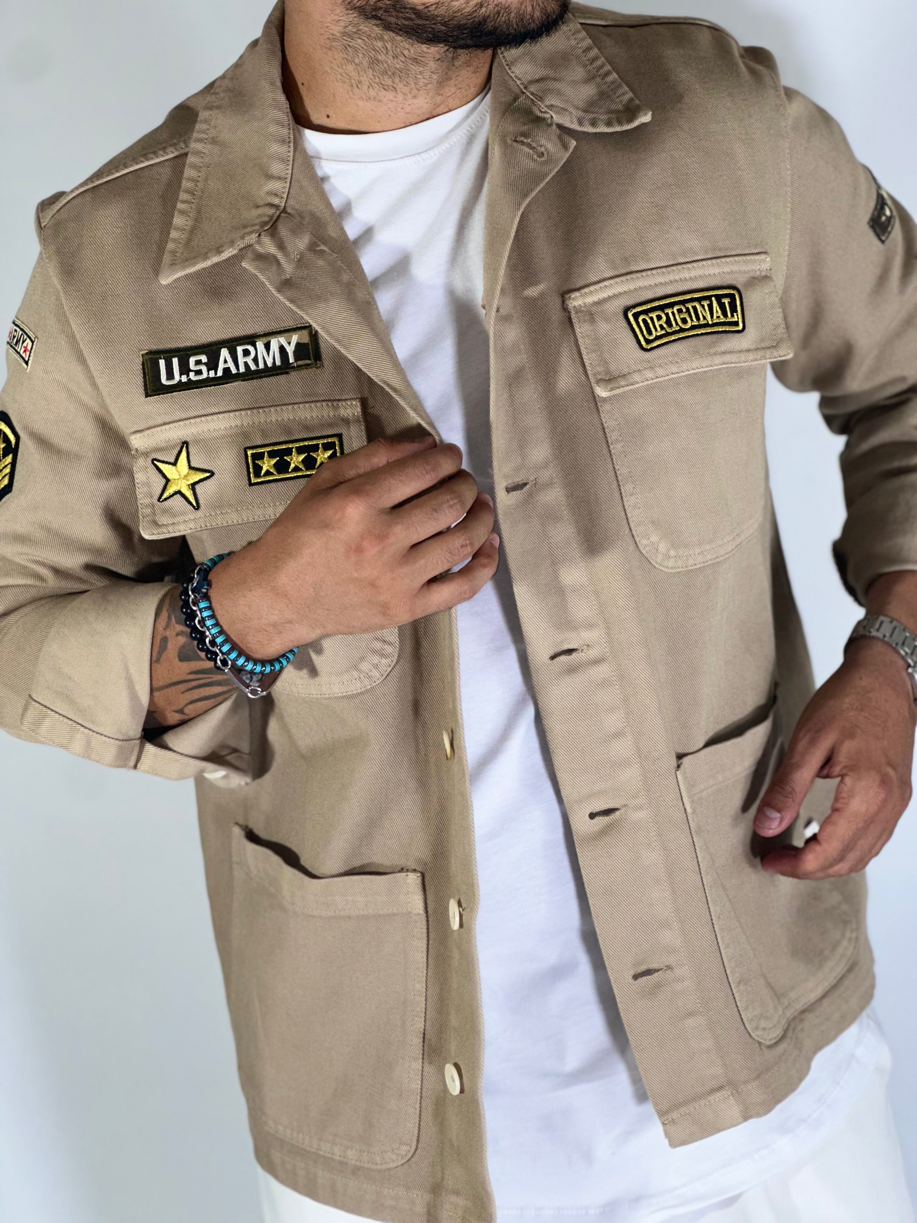 Camicione patch military beige BLKS40001