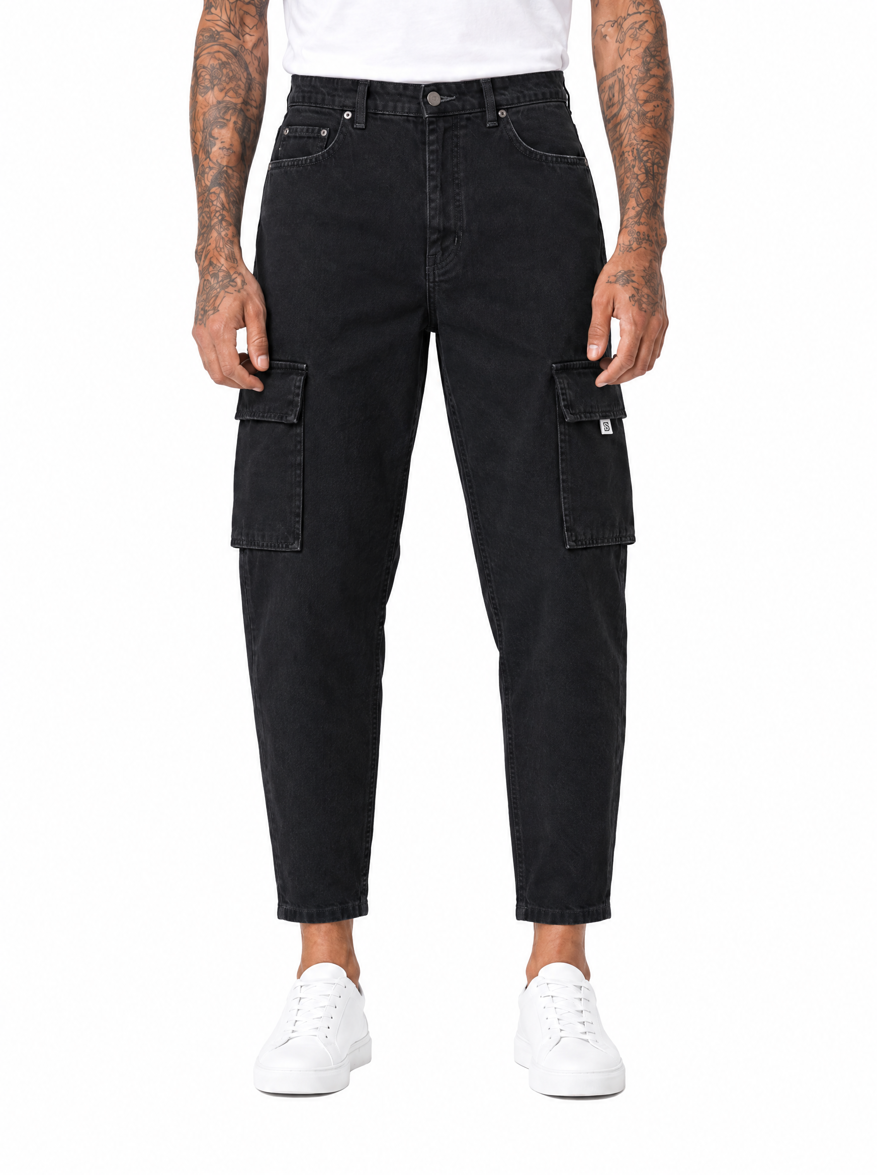 SOLARIS Pantalone cargo nero