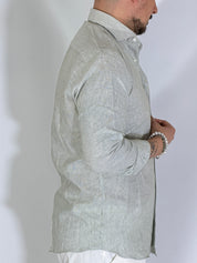 Camicia millerighe migliaccio lino verde POSITANO