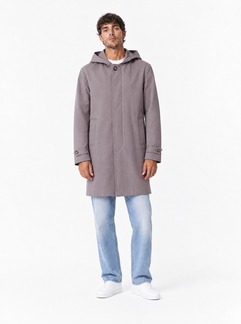 LULLABY Trench con cappuccio fango