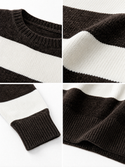 CARACCIOLO Girocollo a righe moro-beige