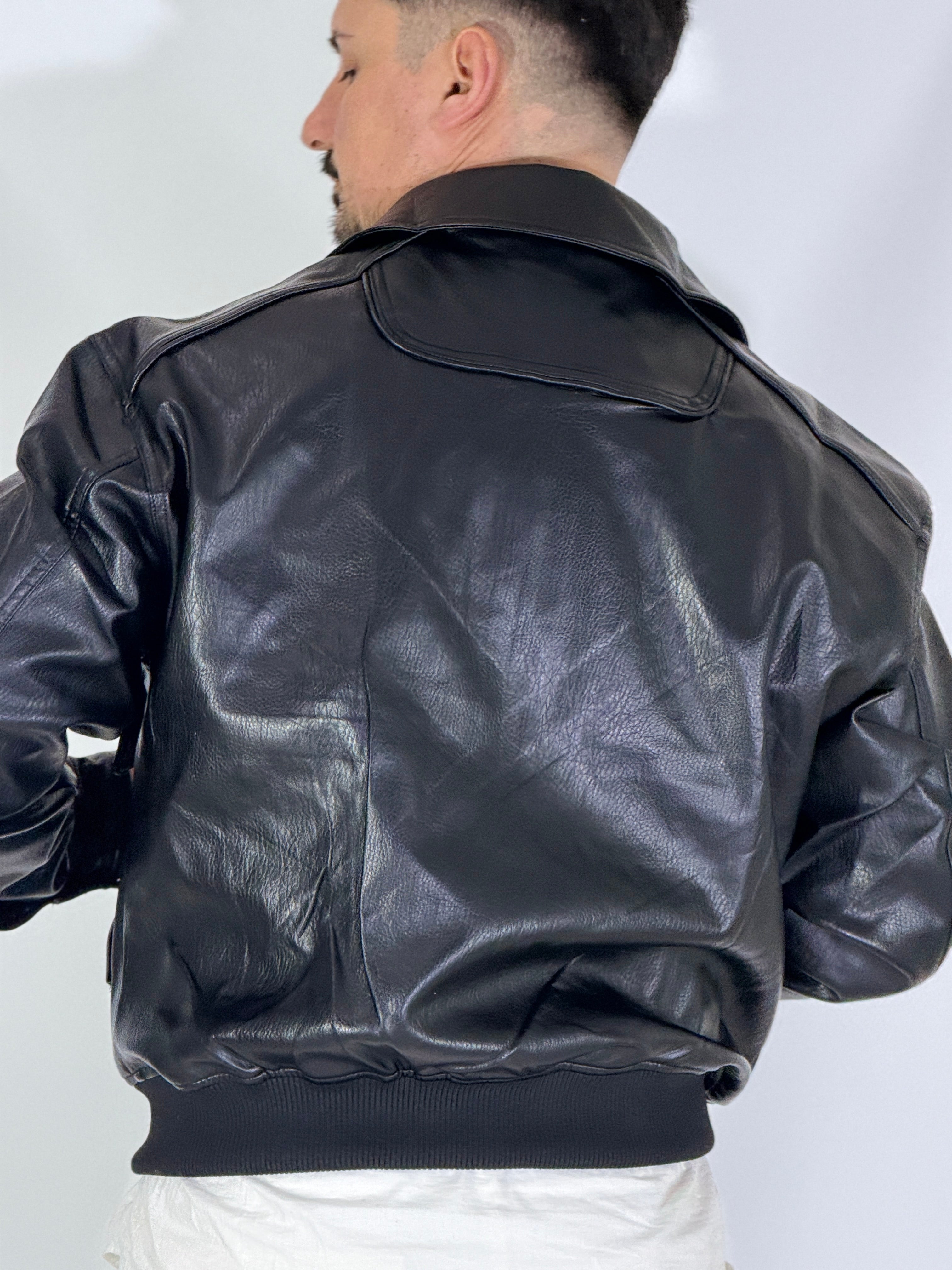 Giubbino nero eco-pelle 8926