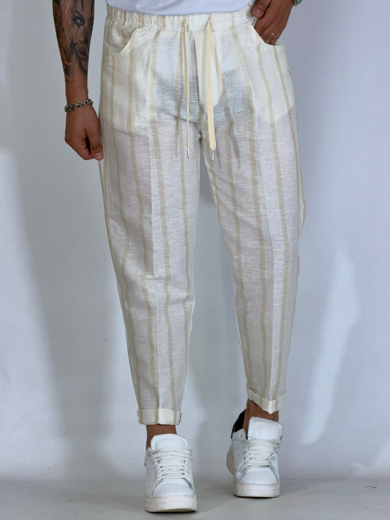 Pantalaccio effetto lino rigato MADRID