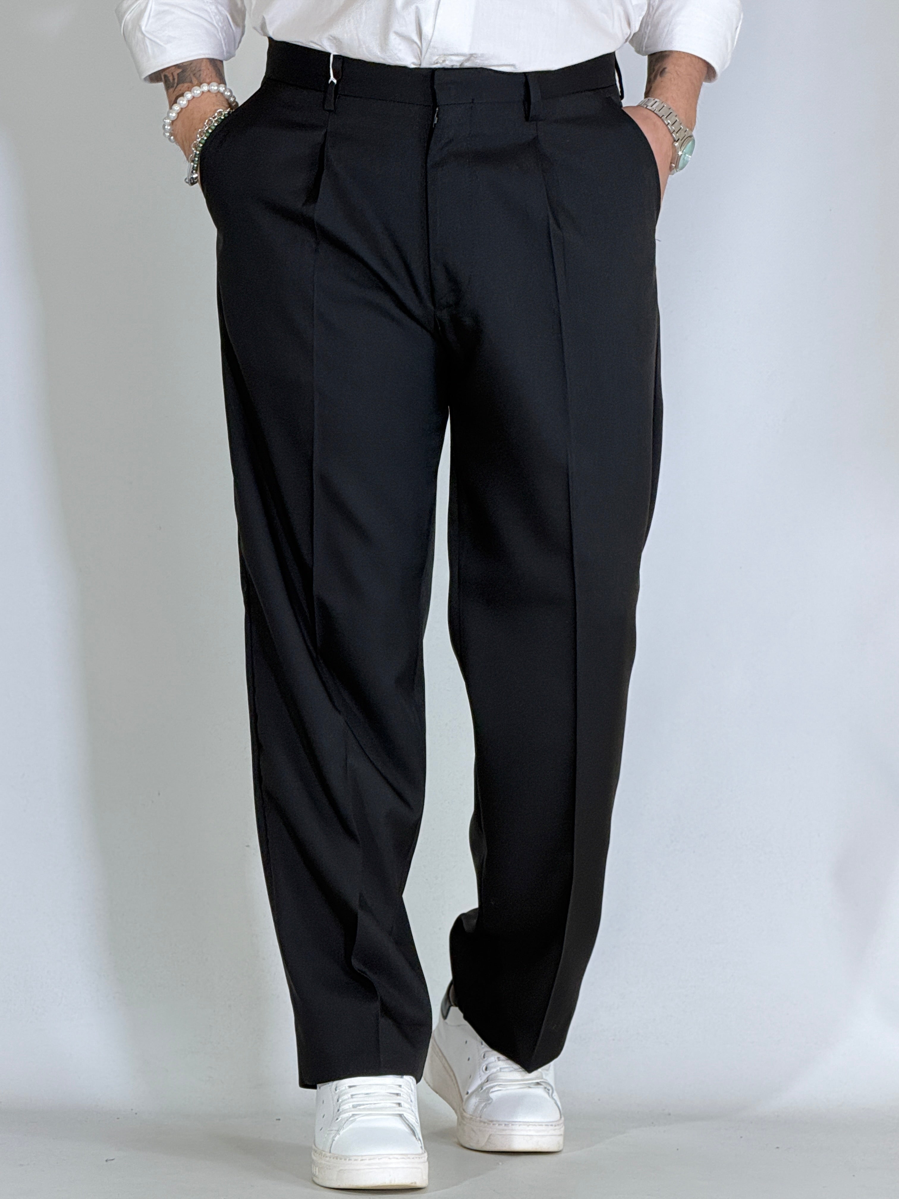 Pantalone fondo largo Migliaccio nero SPENCER