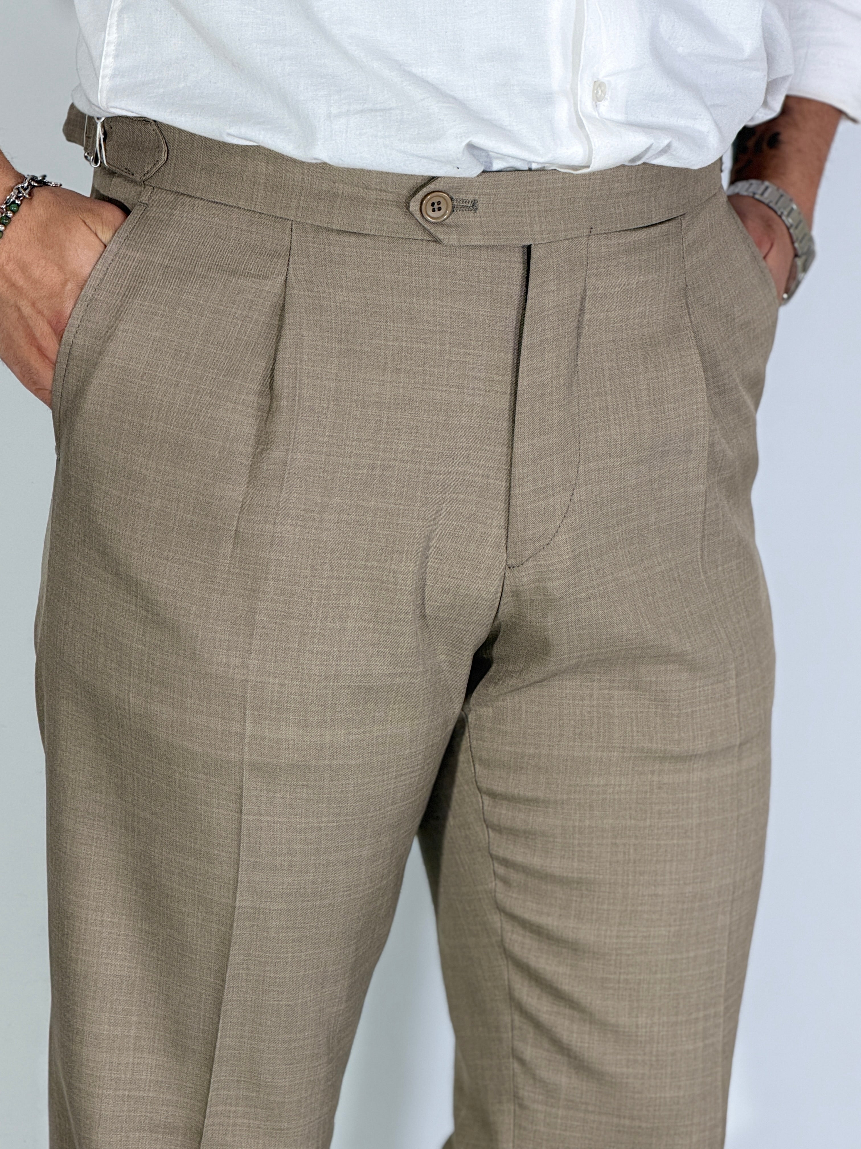 Pantalone con fibbie Migliaccio beige Spencer
