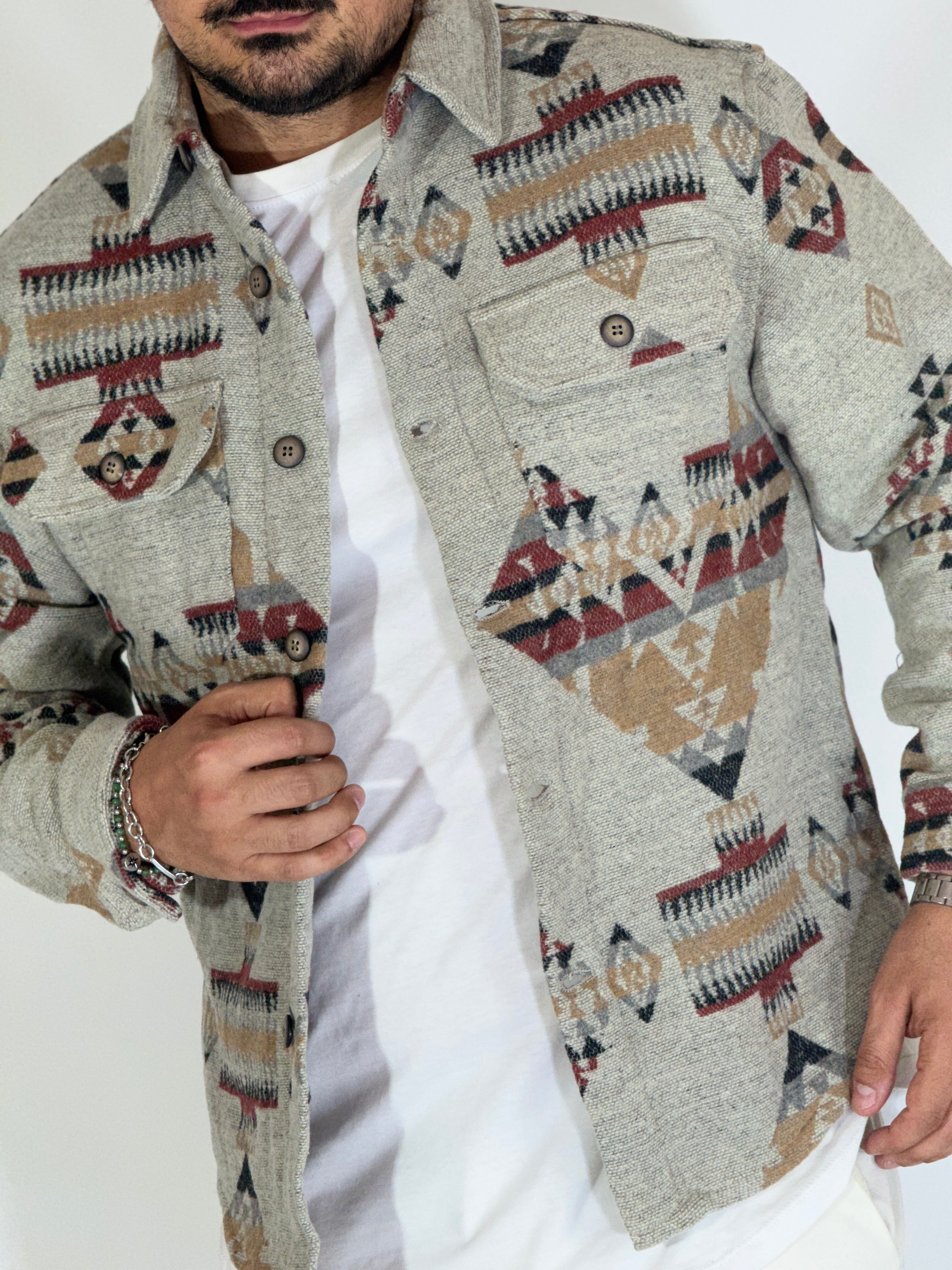 Giacca in pile azteca camel GA7713