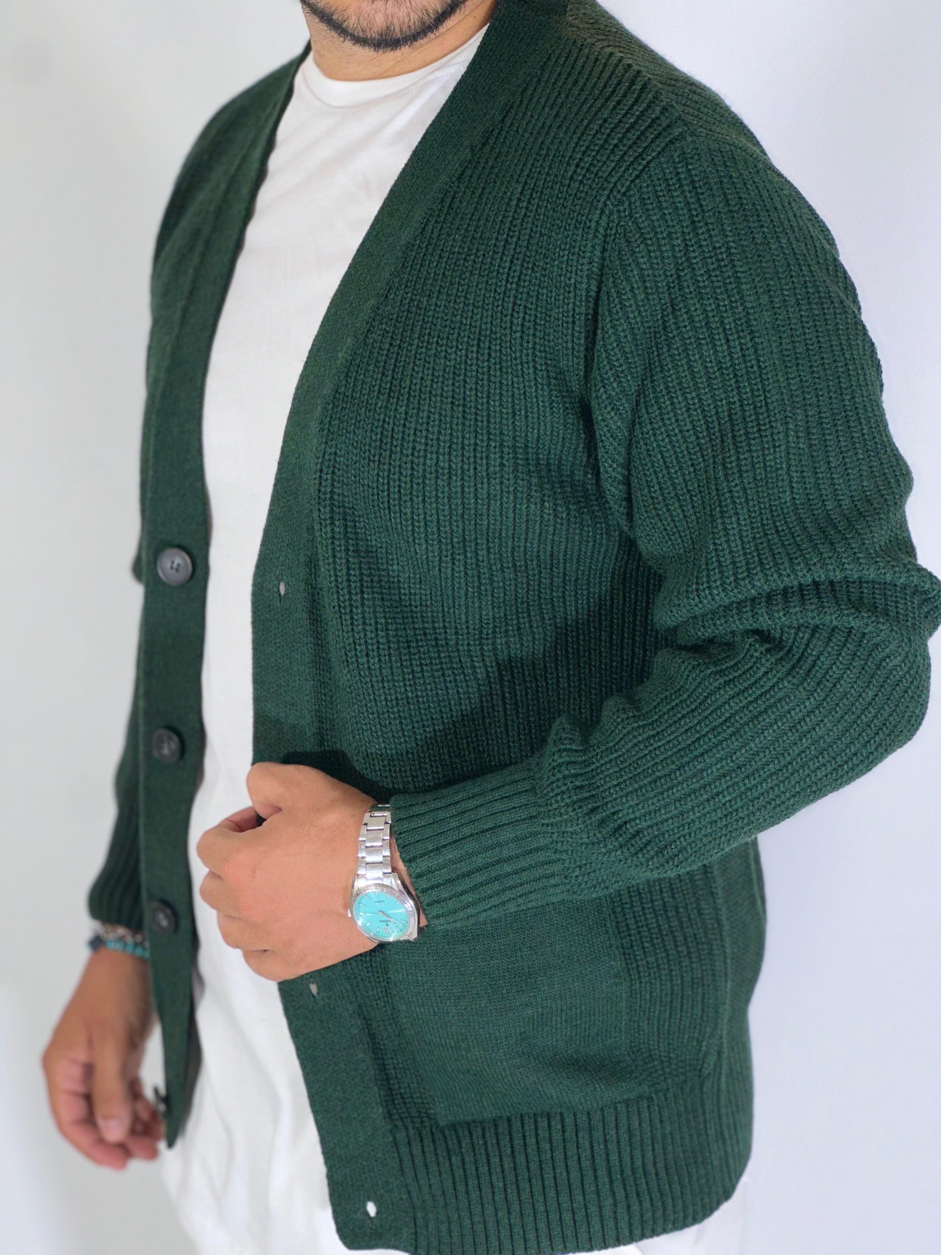 Cardigan con tasche verde g. PHC/019