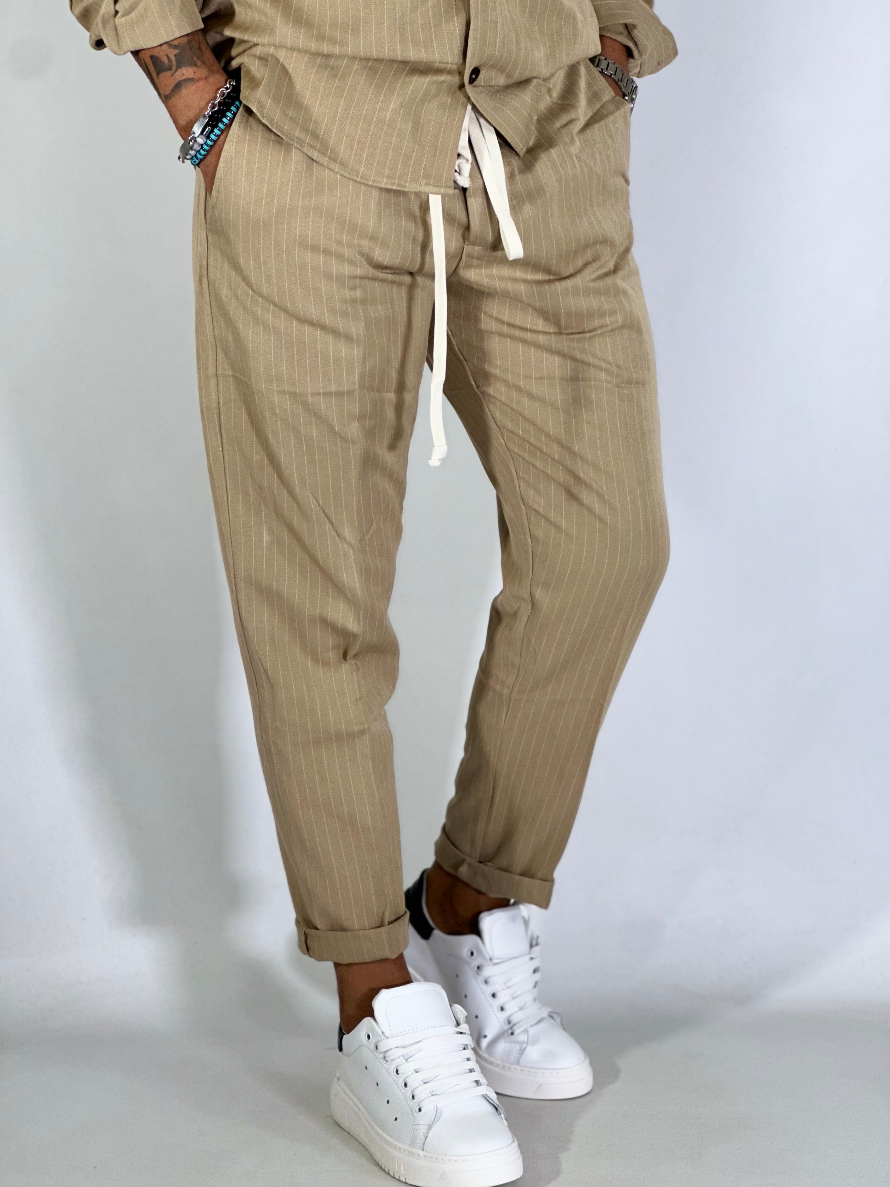 Coordinato casual gessato beige VNR1/R2