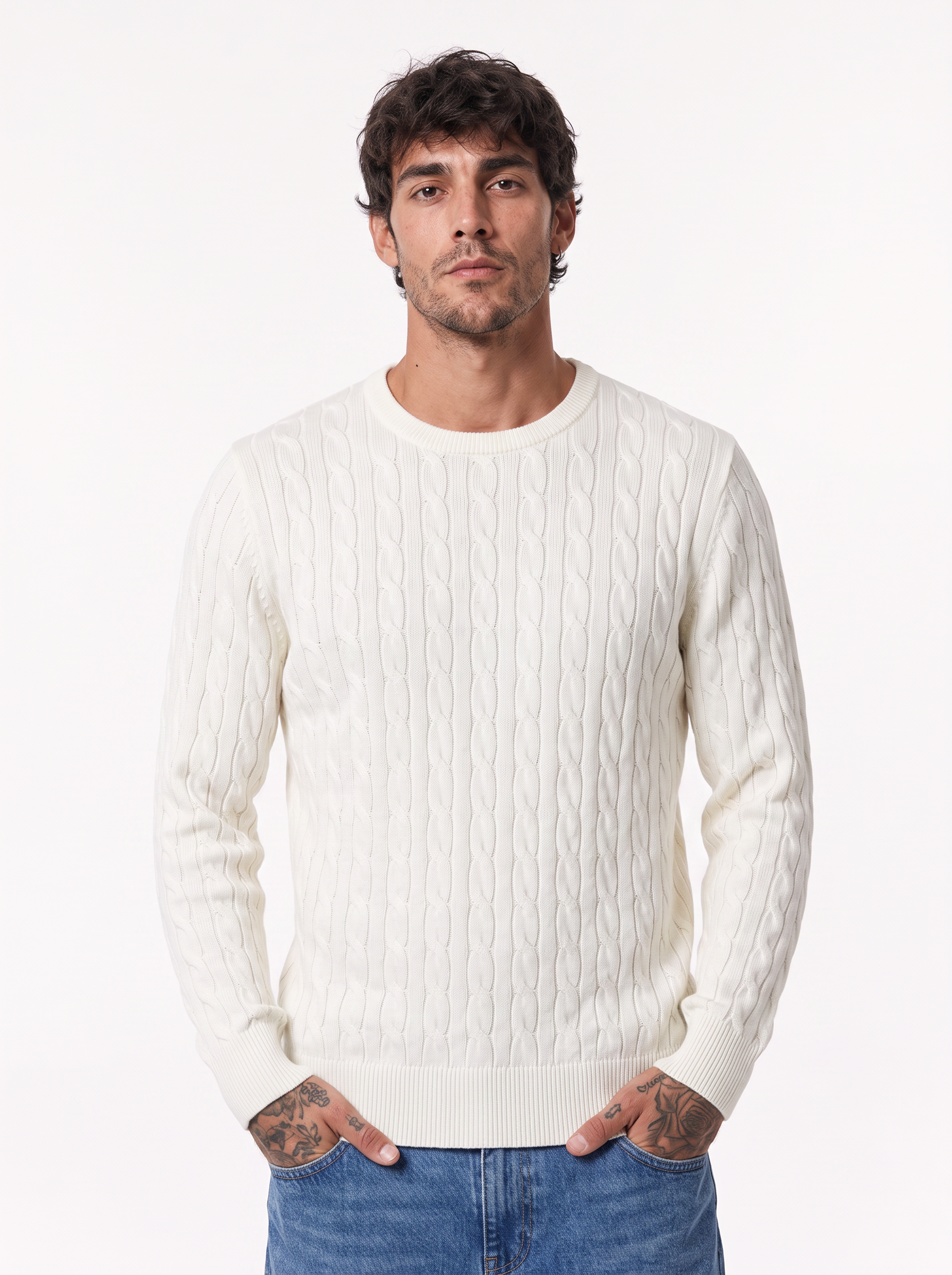 Maglia intrecciata bianca AD2213